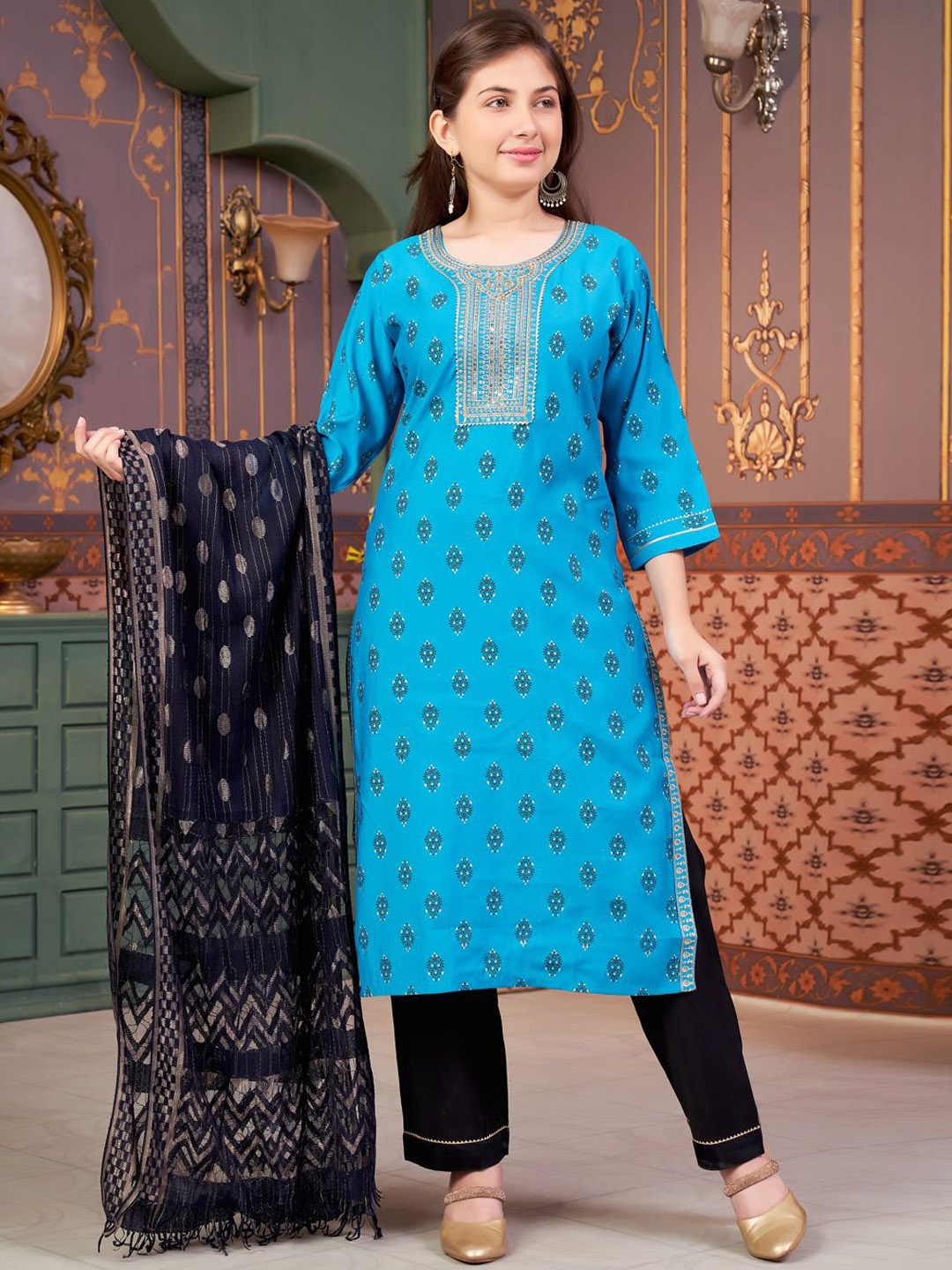 

BAESD Girls Kurta, Turquoise blue