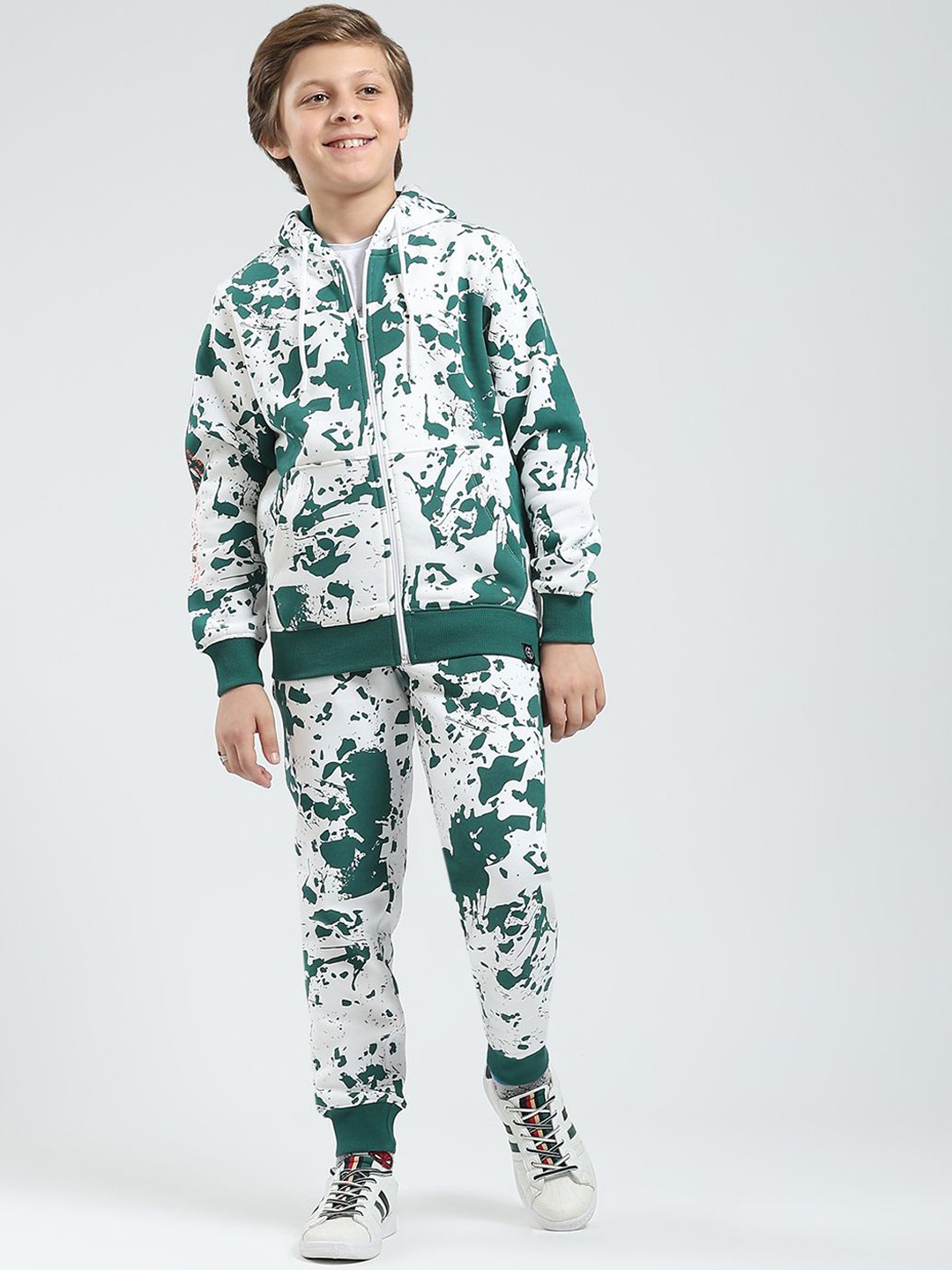 

Monte Carlo Boys Printed Hooded Mid-Rise Tracksuits, Green