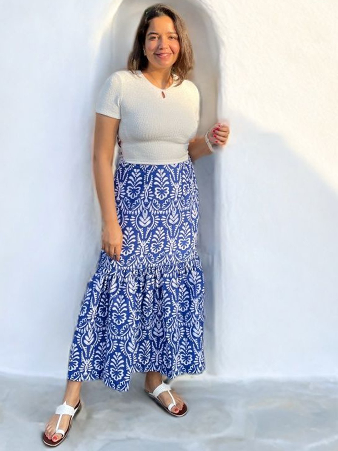 

Label Tanvee Printed Maxi Skirt, Blue
