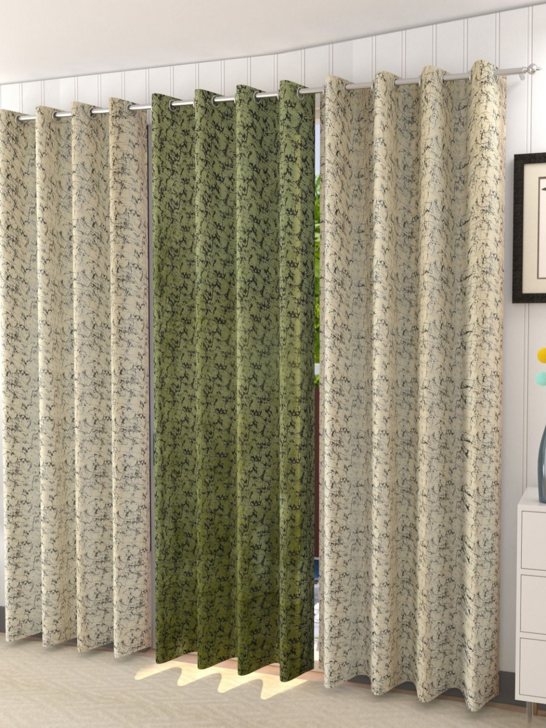 

Galaxy Home Decor Multicoloured Set of 3 Room Darkening Long Door Curtain, Multi