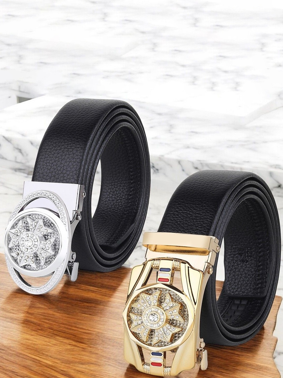 

The Roadster Lifestyle Co Set Of 2 Textured Formal Belts, Black
