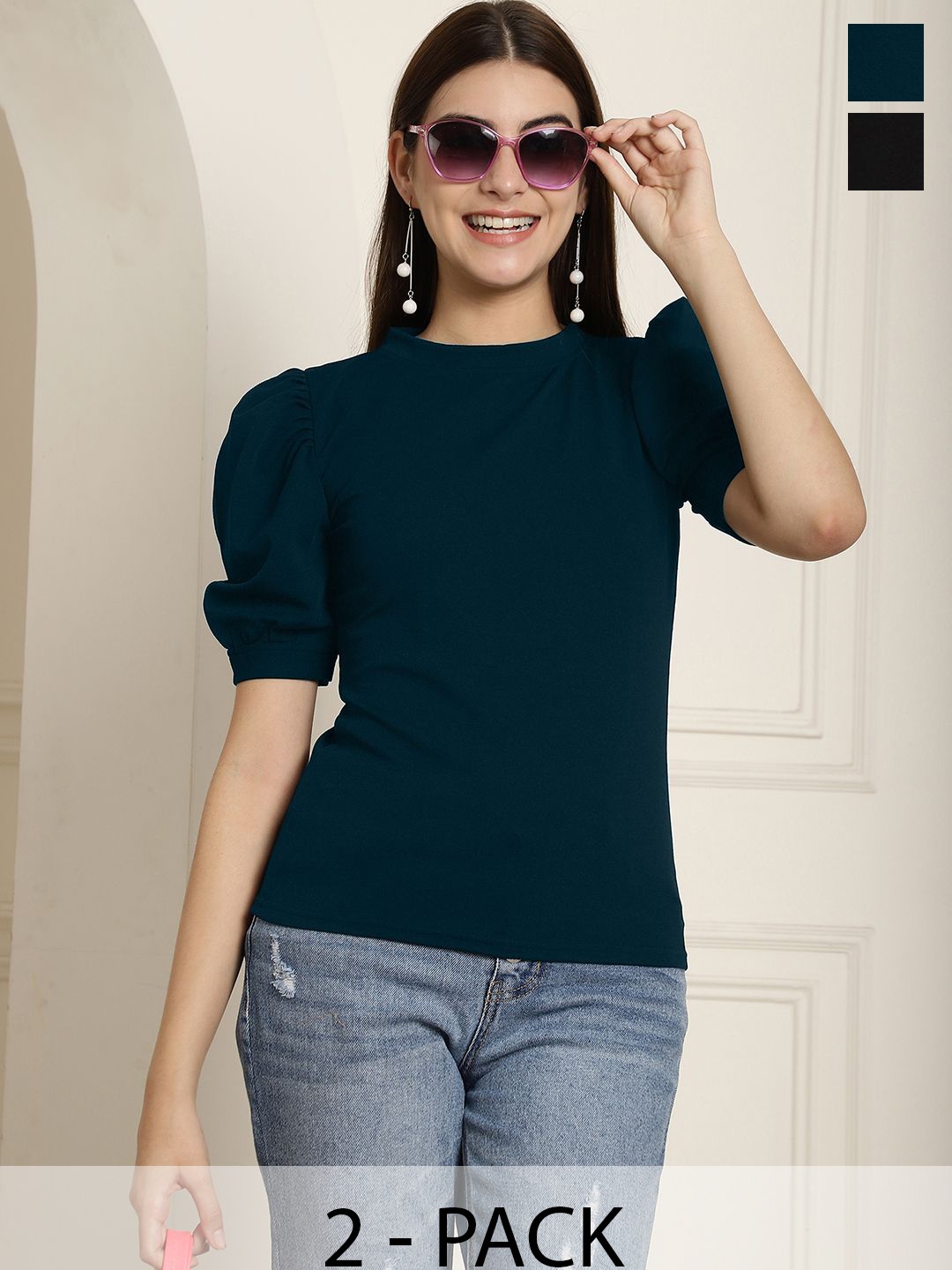 

Tromko Puff Sleeve Top, Multi