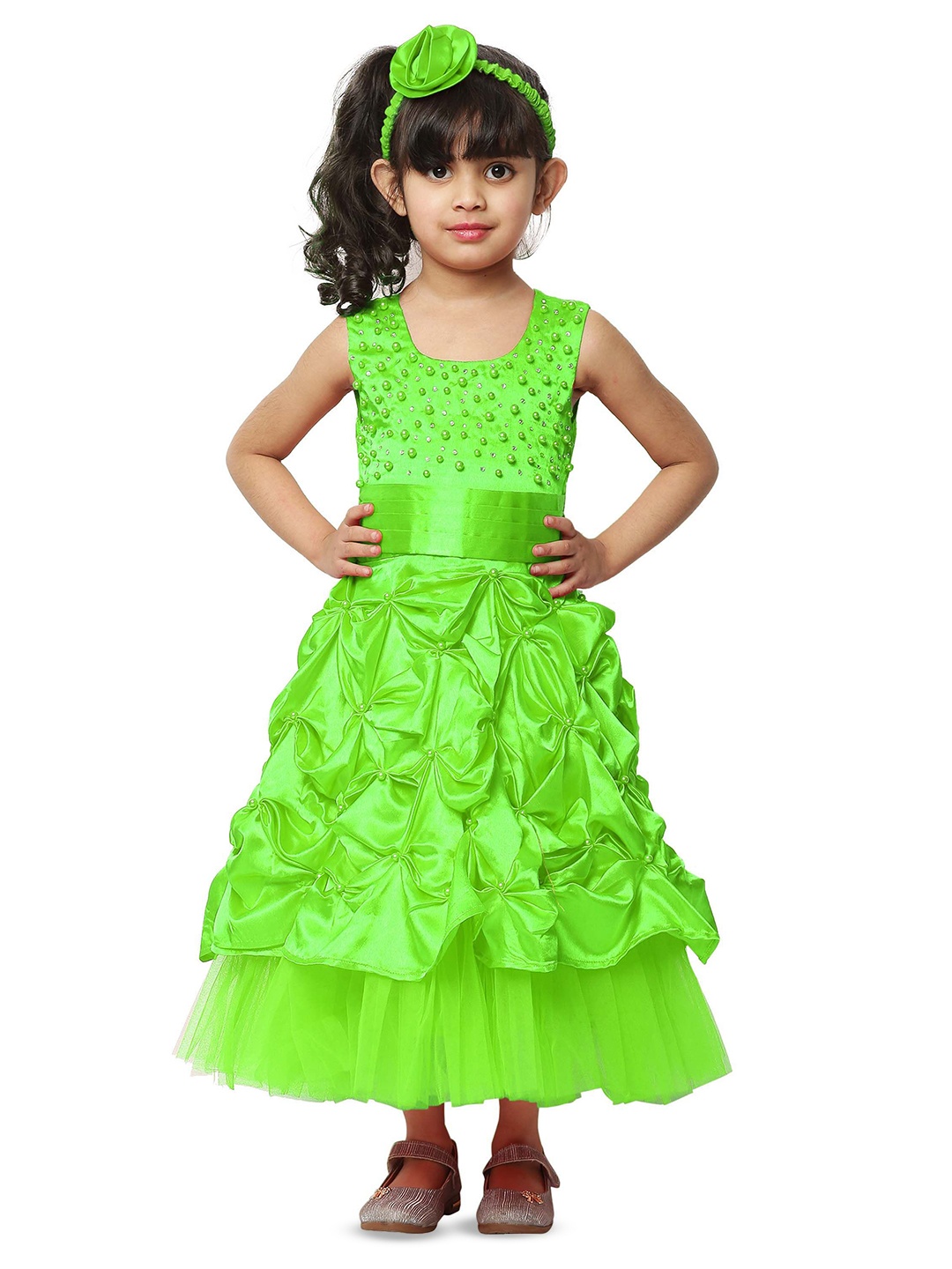 

Wow Princess Satin A-Line Maxi Dress, Green