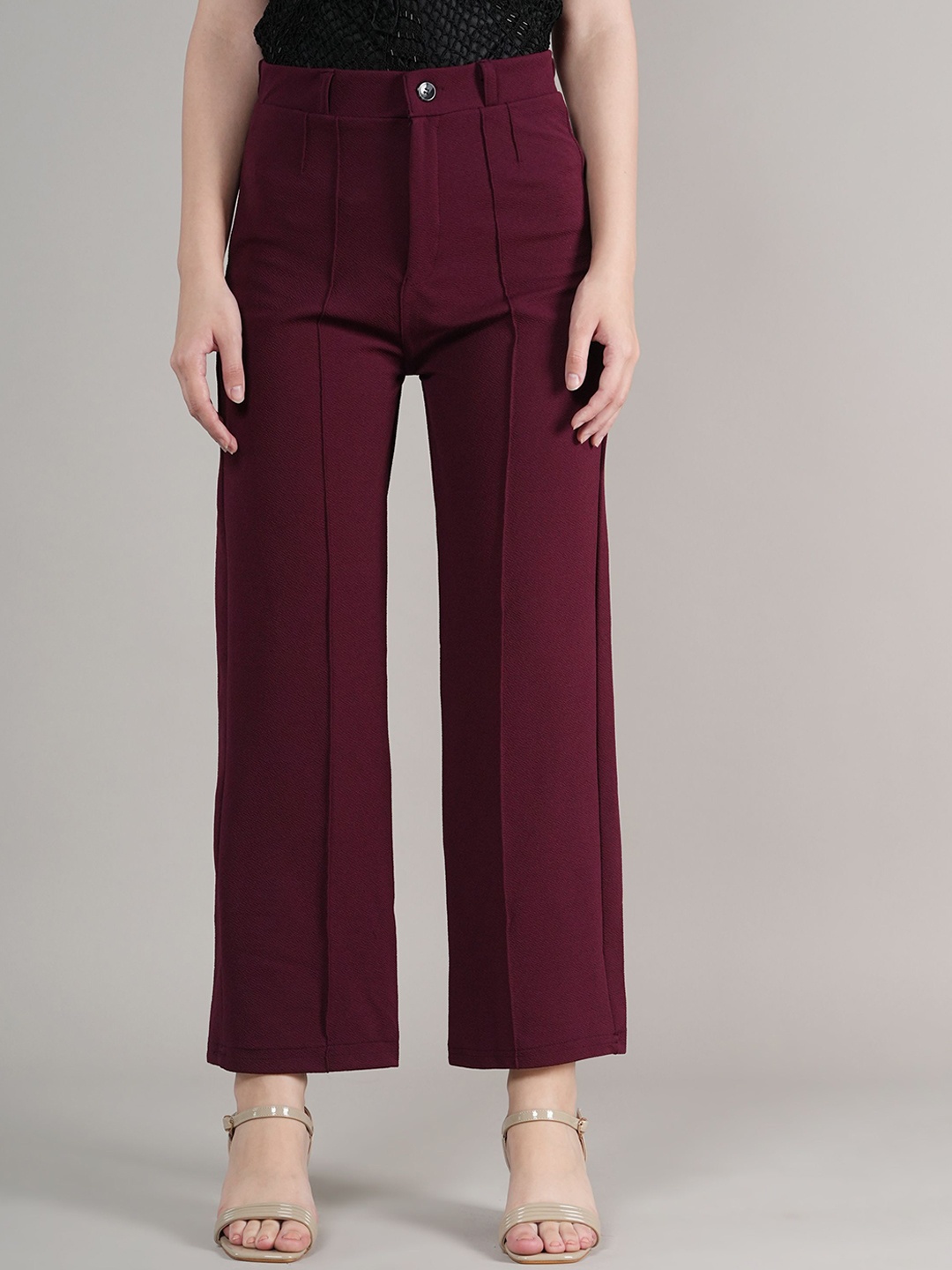 

Belfry Women High-Rise Easy Wash Trousers, Maroon