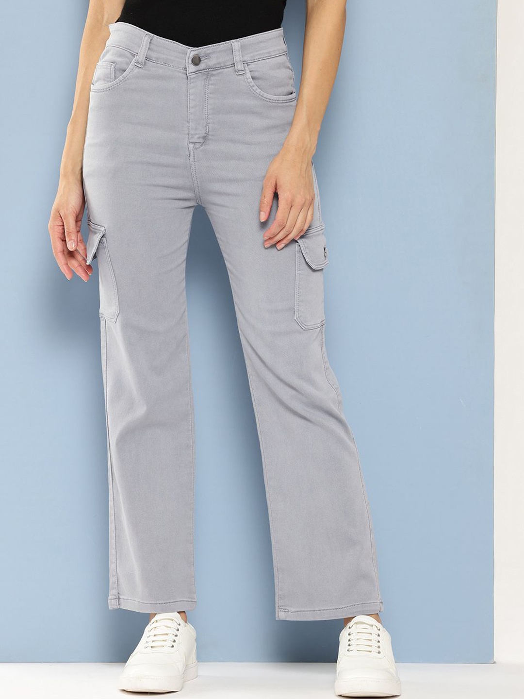 

BAESD Women Comfort Relaxed Fit Highly Distressed Heavy Fade Stretchable Jeans, Grey