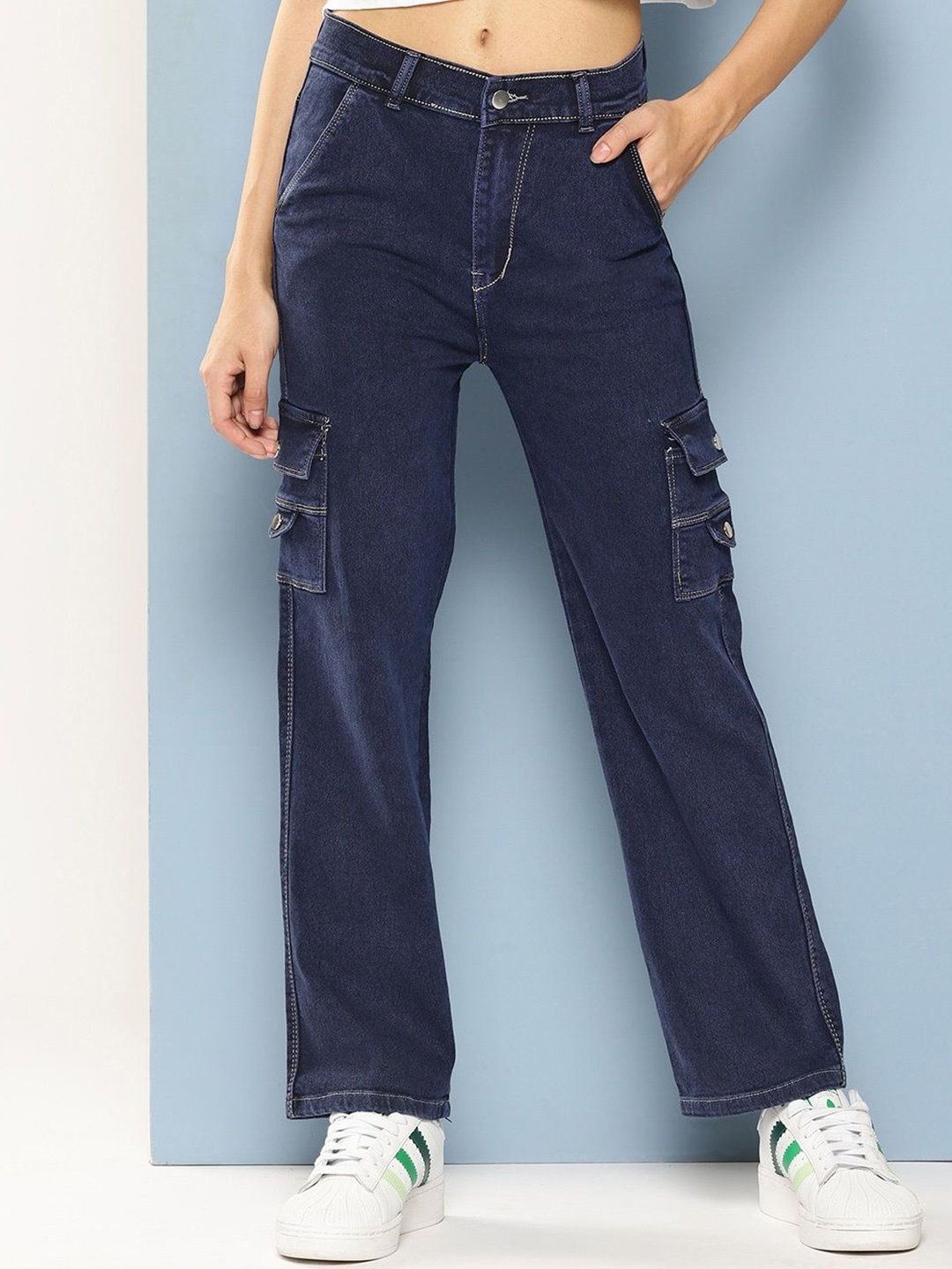 

BAESD Girls Comfort Relaxed Fit Mid-Rise Low Distress Stretchable Jeans, Blue