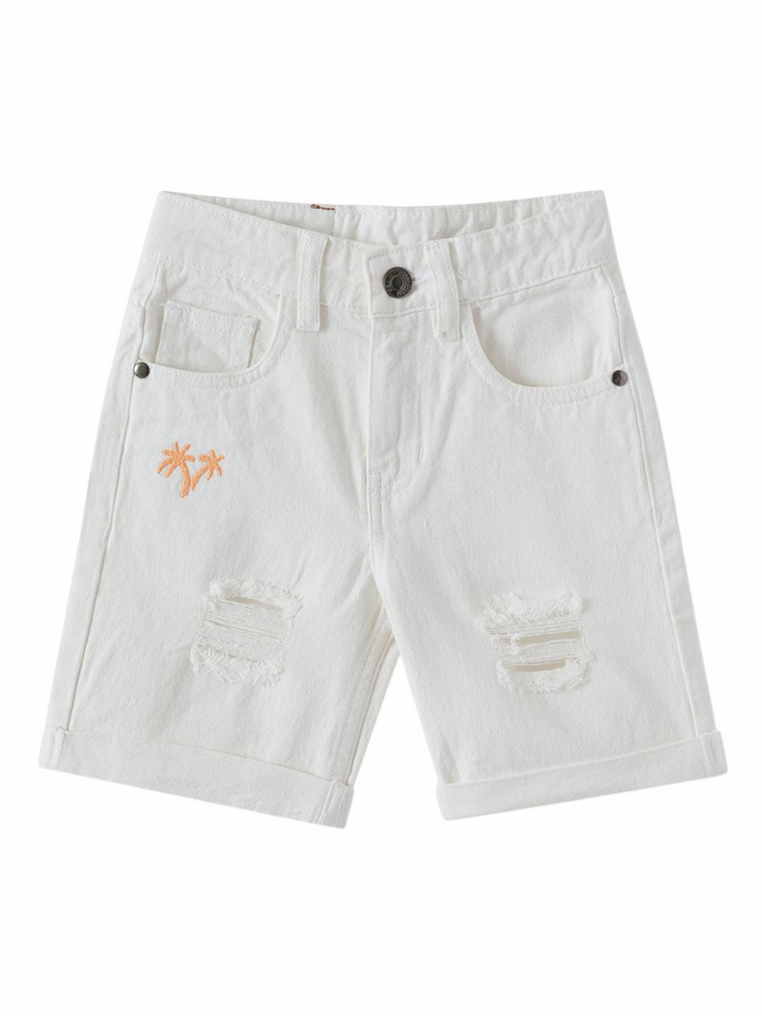 

R&B Boys Striped Denim Shorts, White