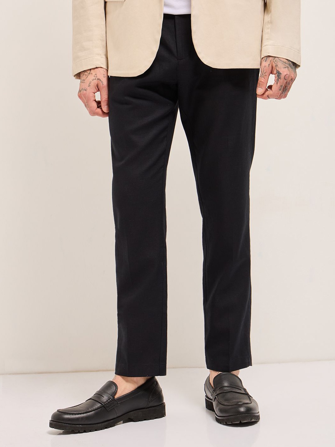 

THE BEAR HOUSE Men Solid Regular Fit Formal Trouser, Blue