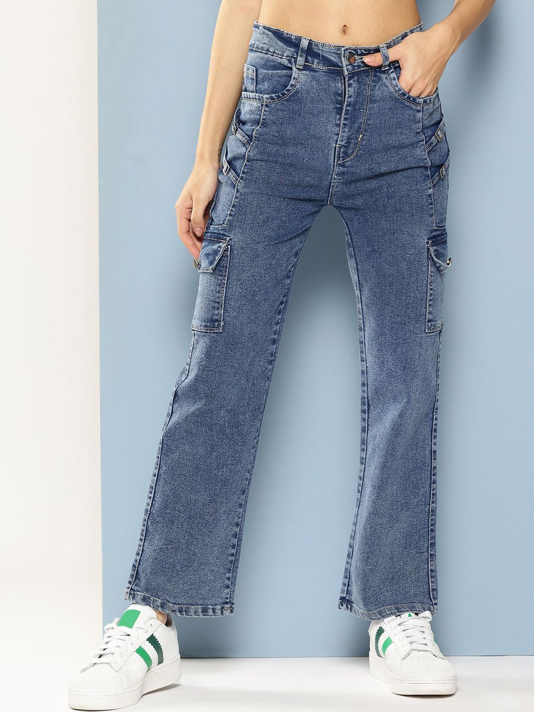 

BAESD Women Comfort Relaxed Fit Highly Distressed Heavy Fade Stretchable Jeans, Blue