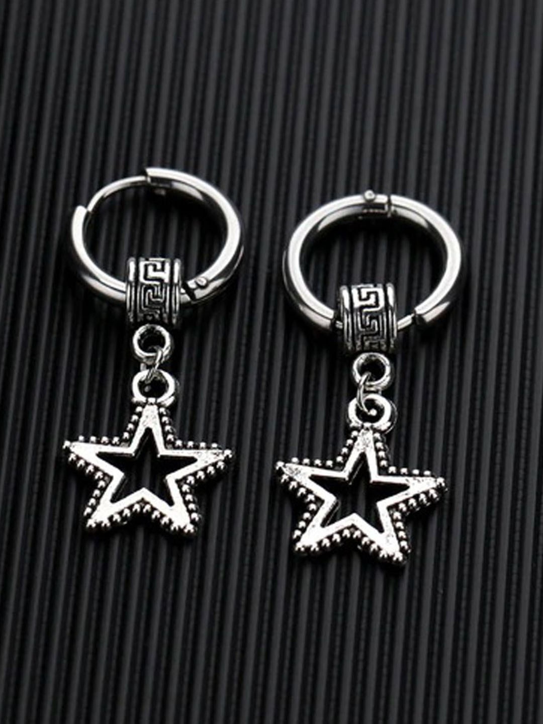 

M Men Style Contemporary Drop Earrings, Silver