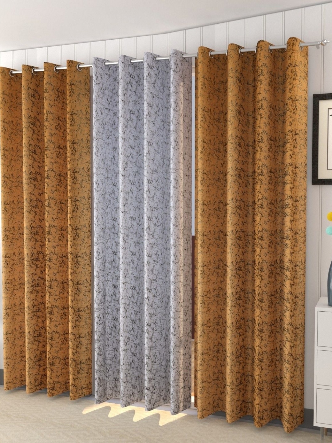 

Galaxy Home Decor Multicoloured Set of 3 Room Darkening Door Curtain, Multi