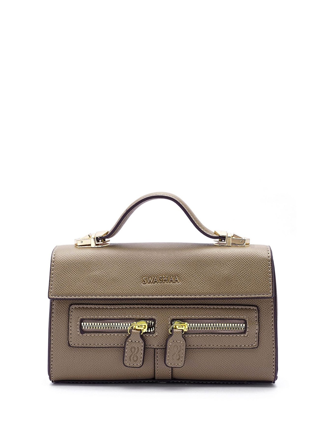 

SWASHAA Textured Leather Structured Sling Bag, Brown