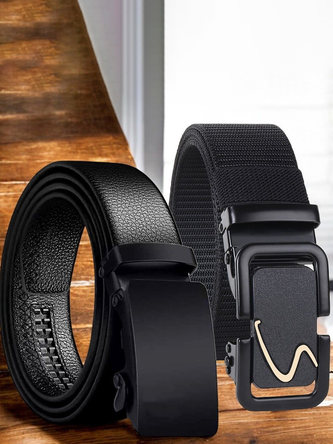 

The Roadster Lifestyle Co. Set Of 2 Textured Formal Belts, Black