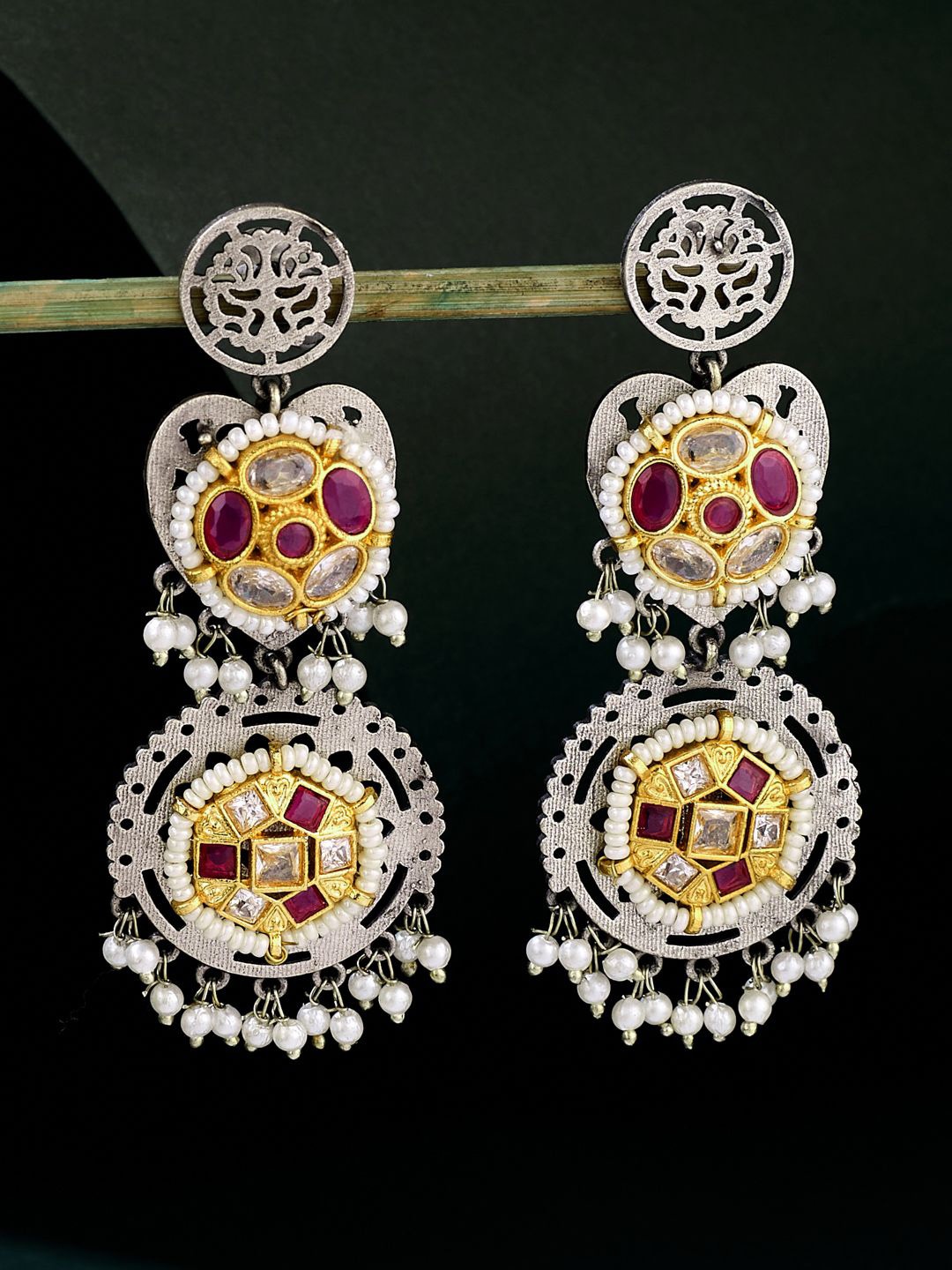 

ATIBELLE Contemporary Jhumkas Earrings, Maroon