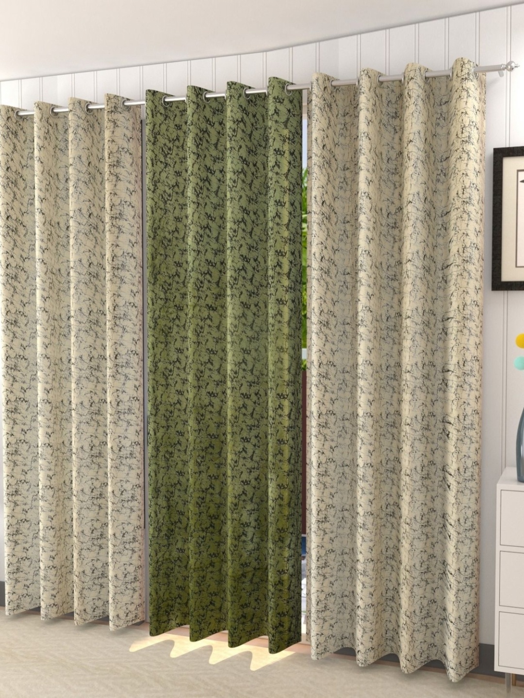 

Galaxy Home Decor Multicoloured Set of 3 Room Darkening Door Curtain, Multi