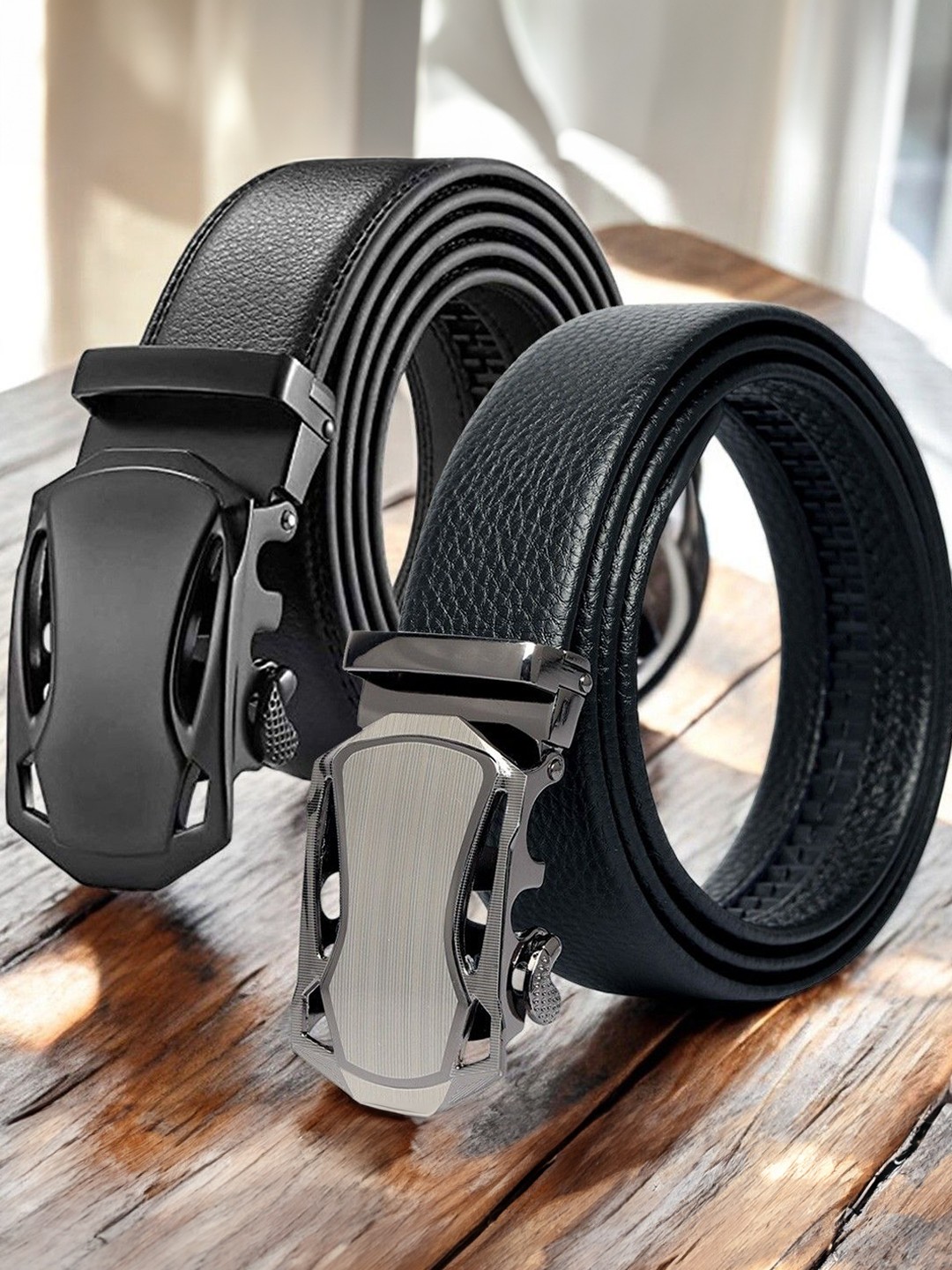 

The Roadster Lifestyle Co Set Of 2 Textured Formal Belts, Black