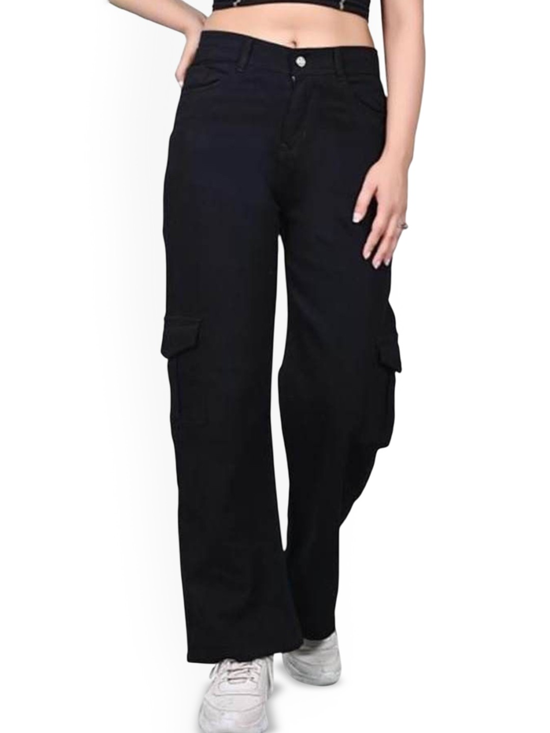 

ZARISTAA Women Straight Fit Mid-Rise Clean Look Jeans, Black