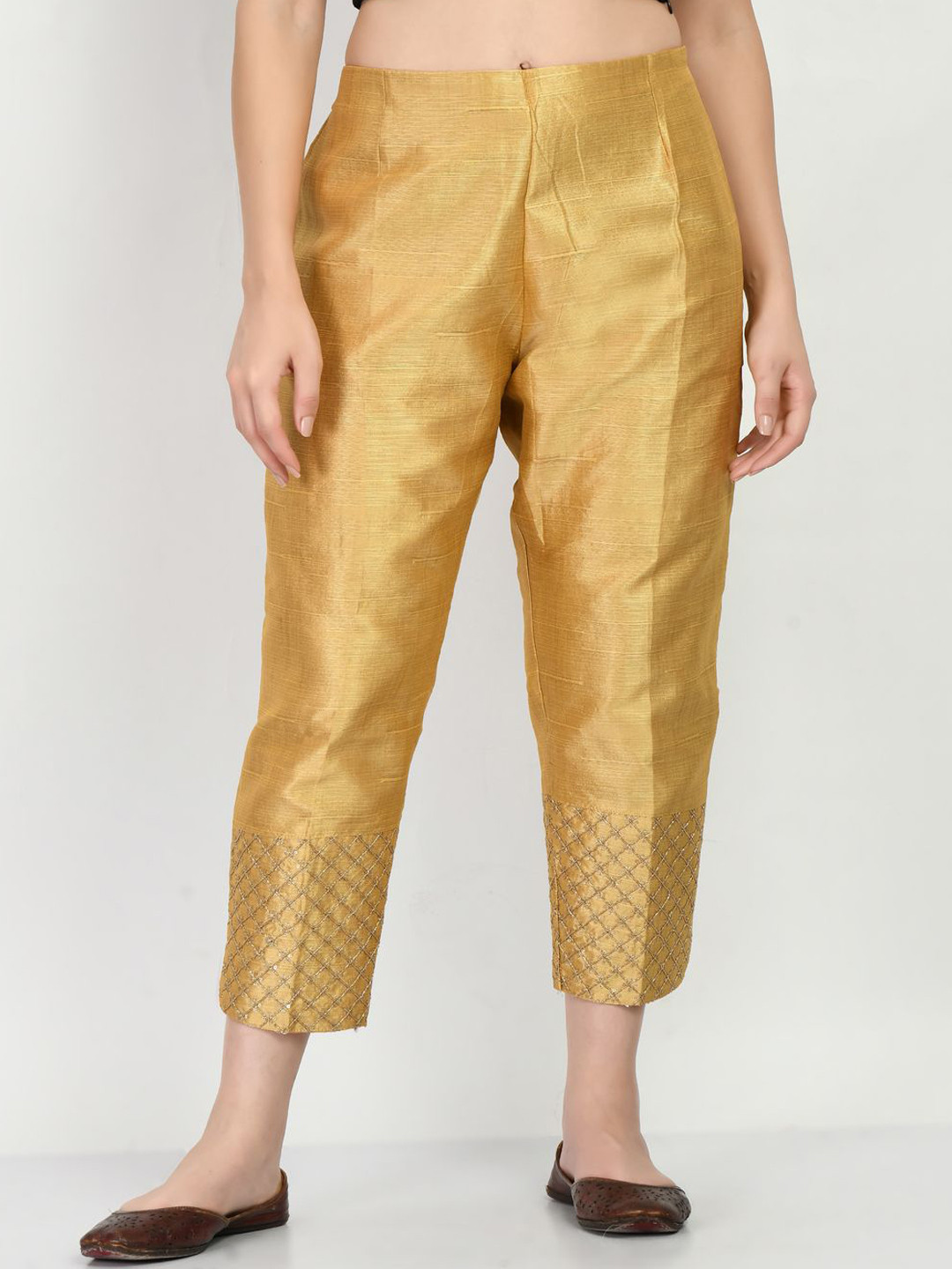 

MAURYA Women Embroidered Relaxed Trousers, Gold