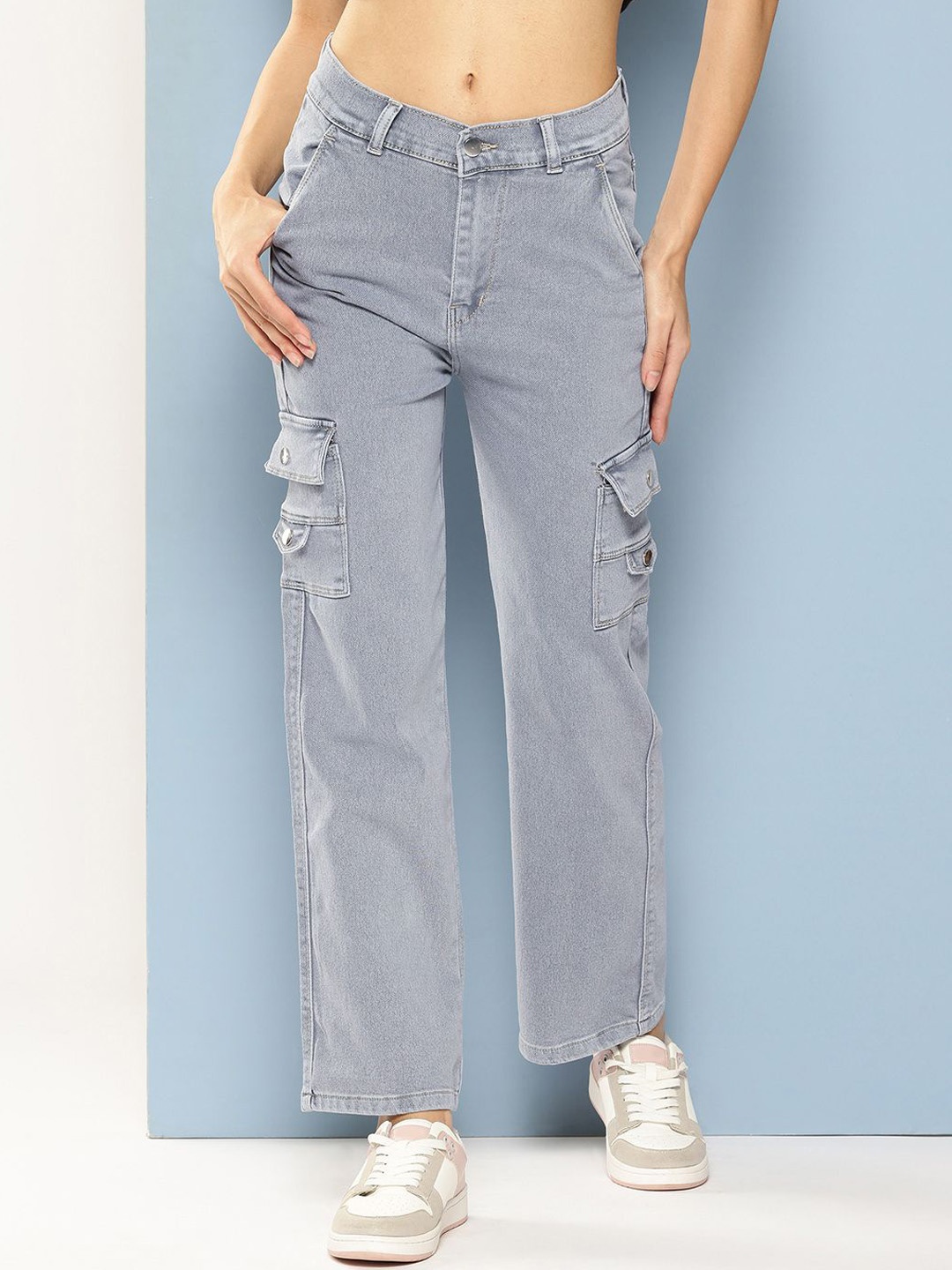 

BAESD Girls Comfort Relaxed Fit Low Distress Heavy Fade Stretchable Jeans, Grey