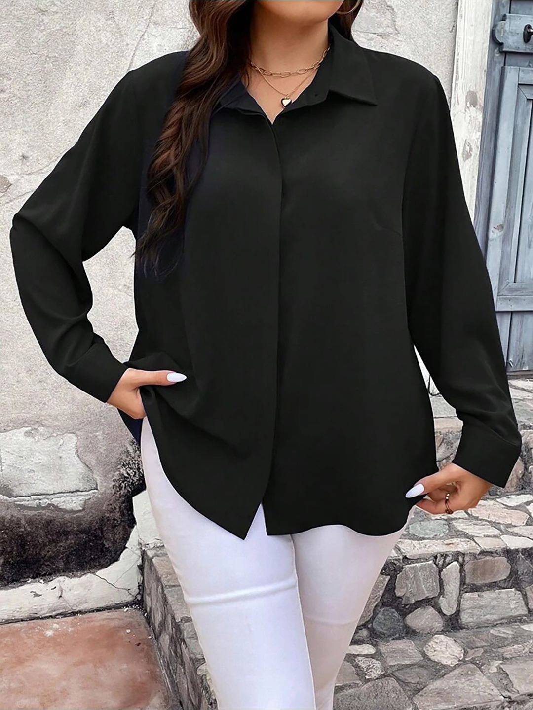

BAESD Women Opaque Casual Shirt, Black