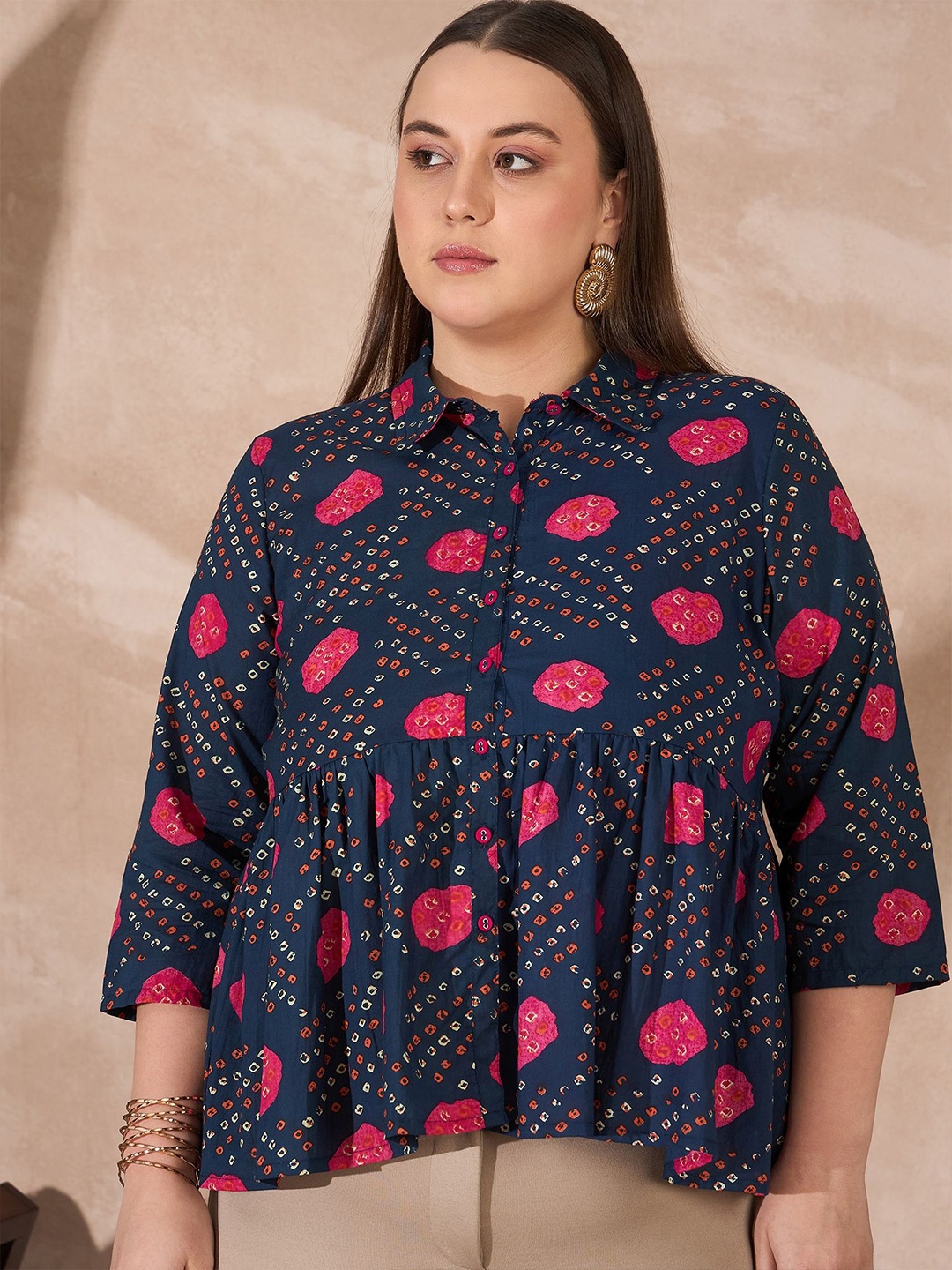 

all about you Geometric Print Ethnic Cotton Top, Blue