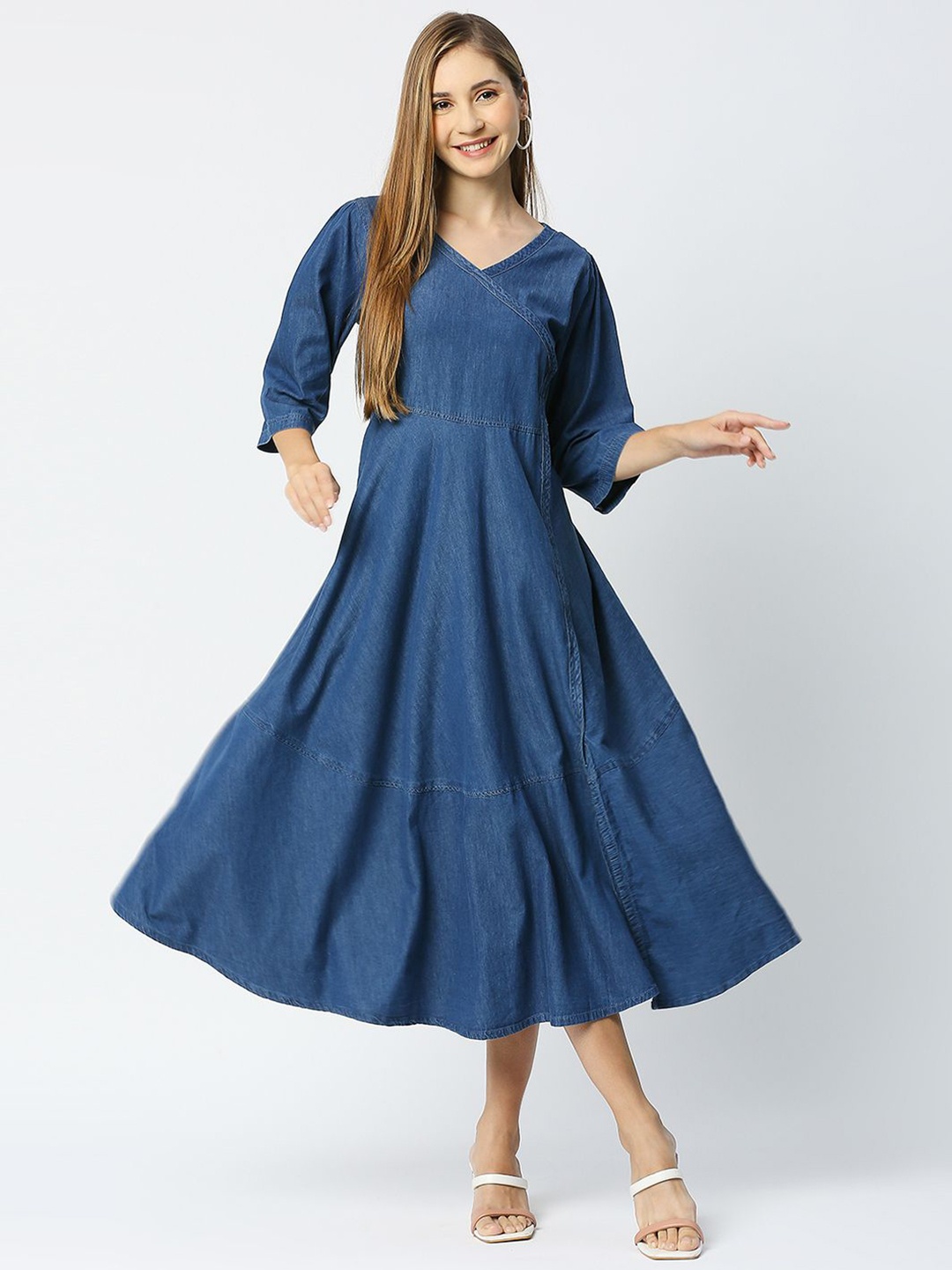 

CEFALU Women Denim Kurta, Blue