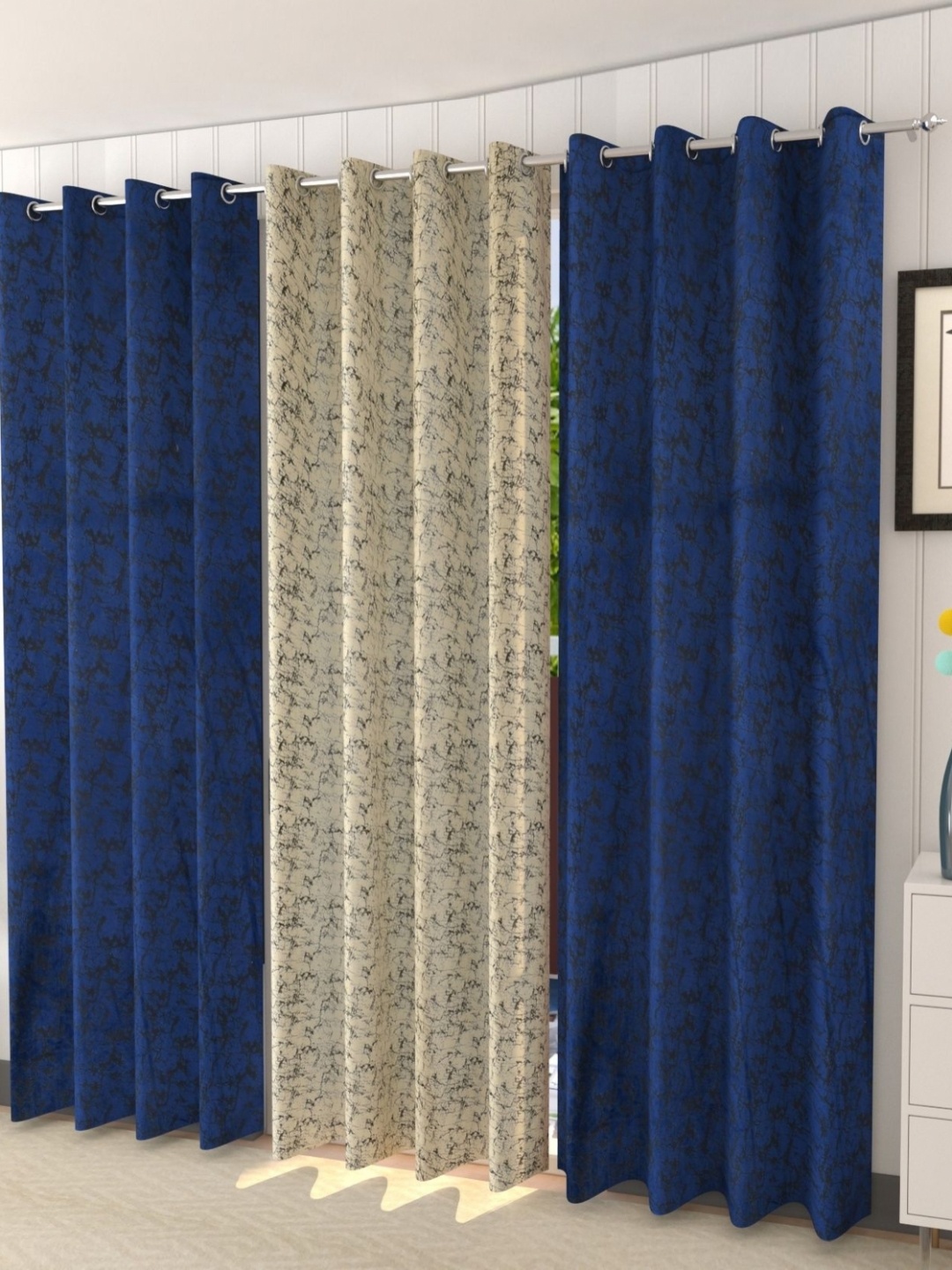 

Galaxy Home Decor Multicoloured Set of 3 Room Darkening Long Door Curtain, Multi