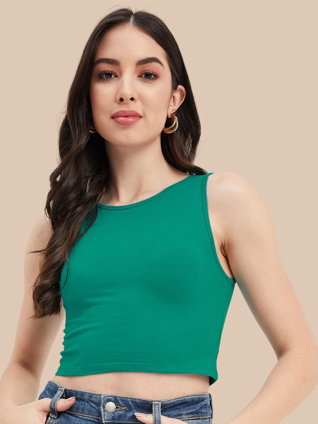 

Hypernation Cotton Crop Top, Teal