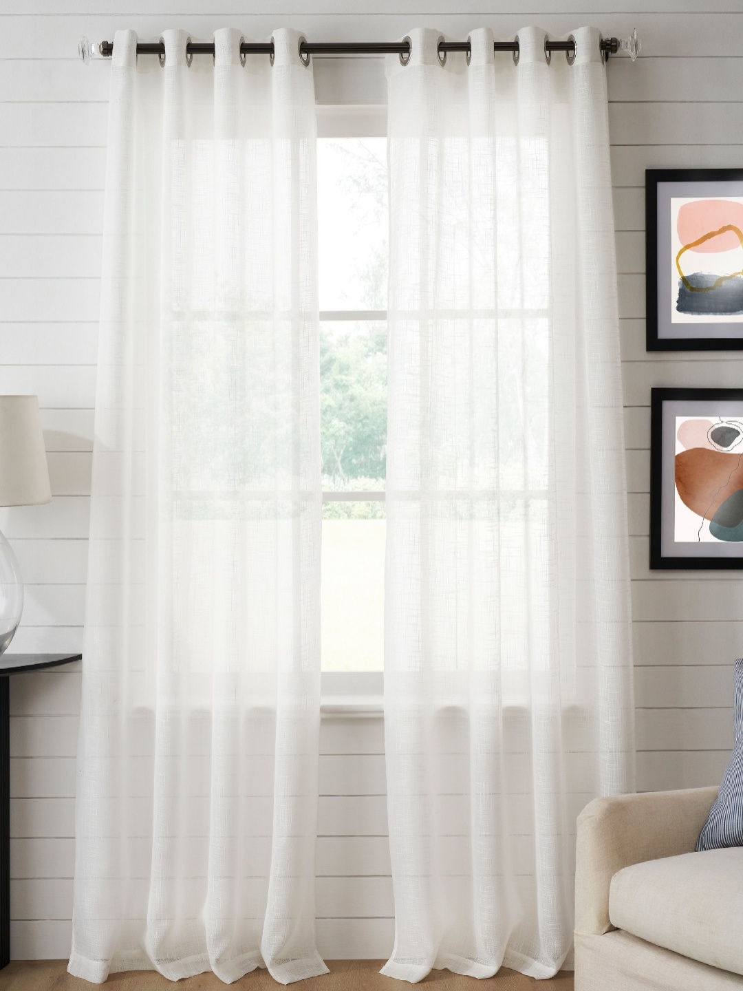 

Deco Window White 2 Pieces Sheer Long Door Curtains