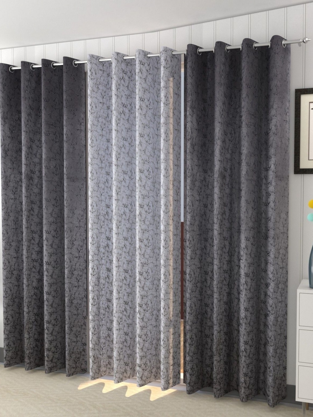 

Galaxy Home Decor Multicoloured Set of 3 Room Darkening Long Door Curtain, Multi