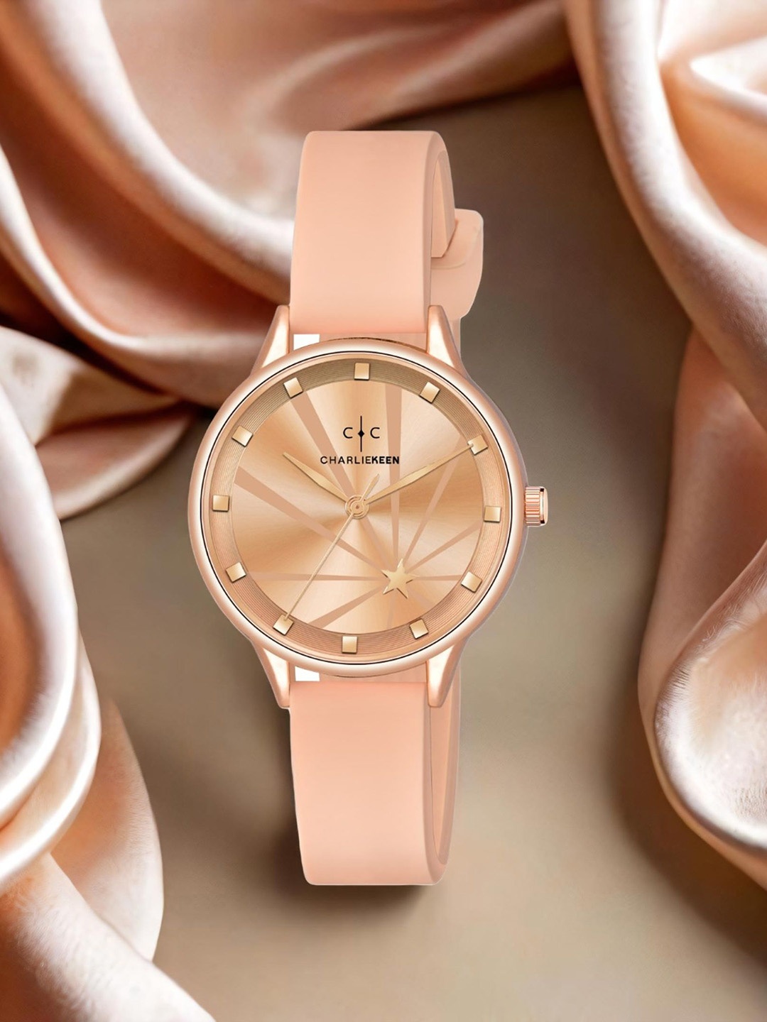 

CHARLIEKEEN Women Brass Dial & Straps Analogue Watch CC-LR005-RG-RG, Rose gold