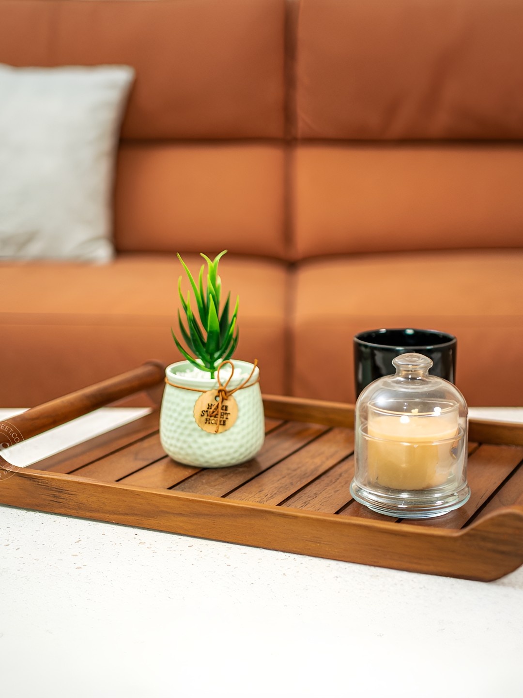 

WOODEN STREET Brown Wood Easy to Clean Serving Tray
