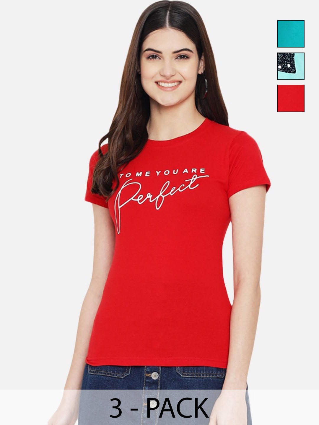 

Tromko Women Typography Printed T-shirt, Multi
