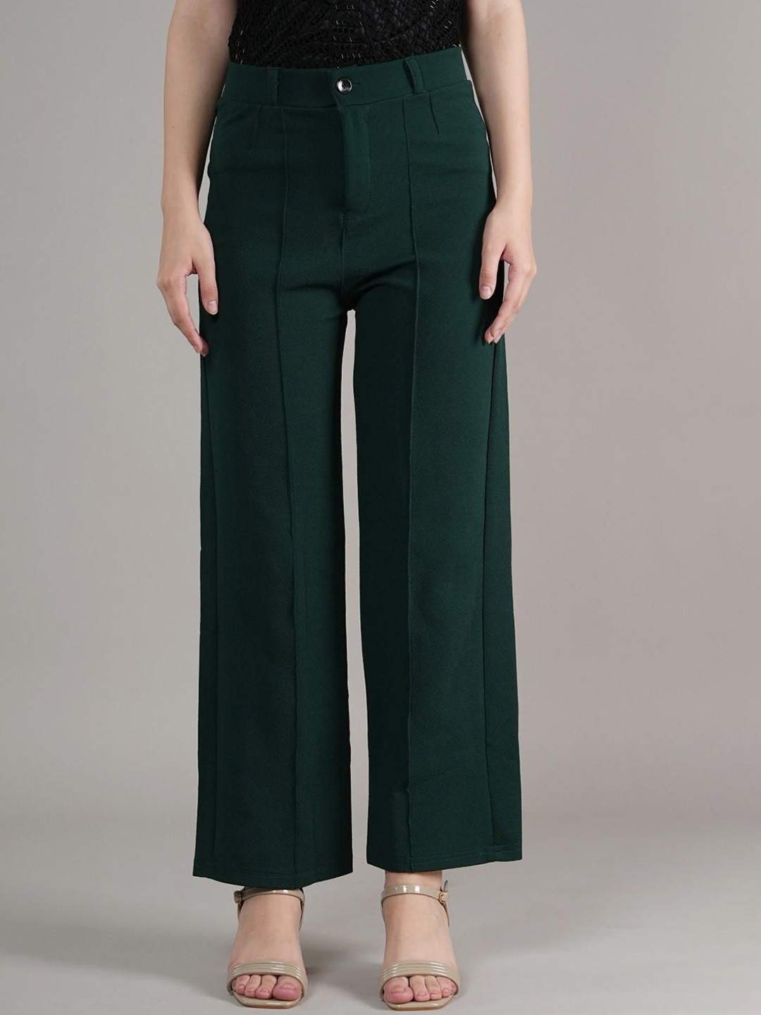 

Belfry Women Cotton Regular Fit High-Rise Easy Wash Trousers, Green