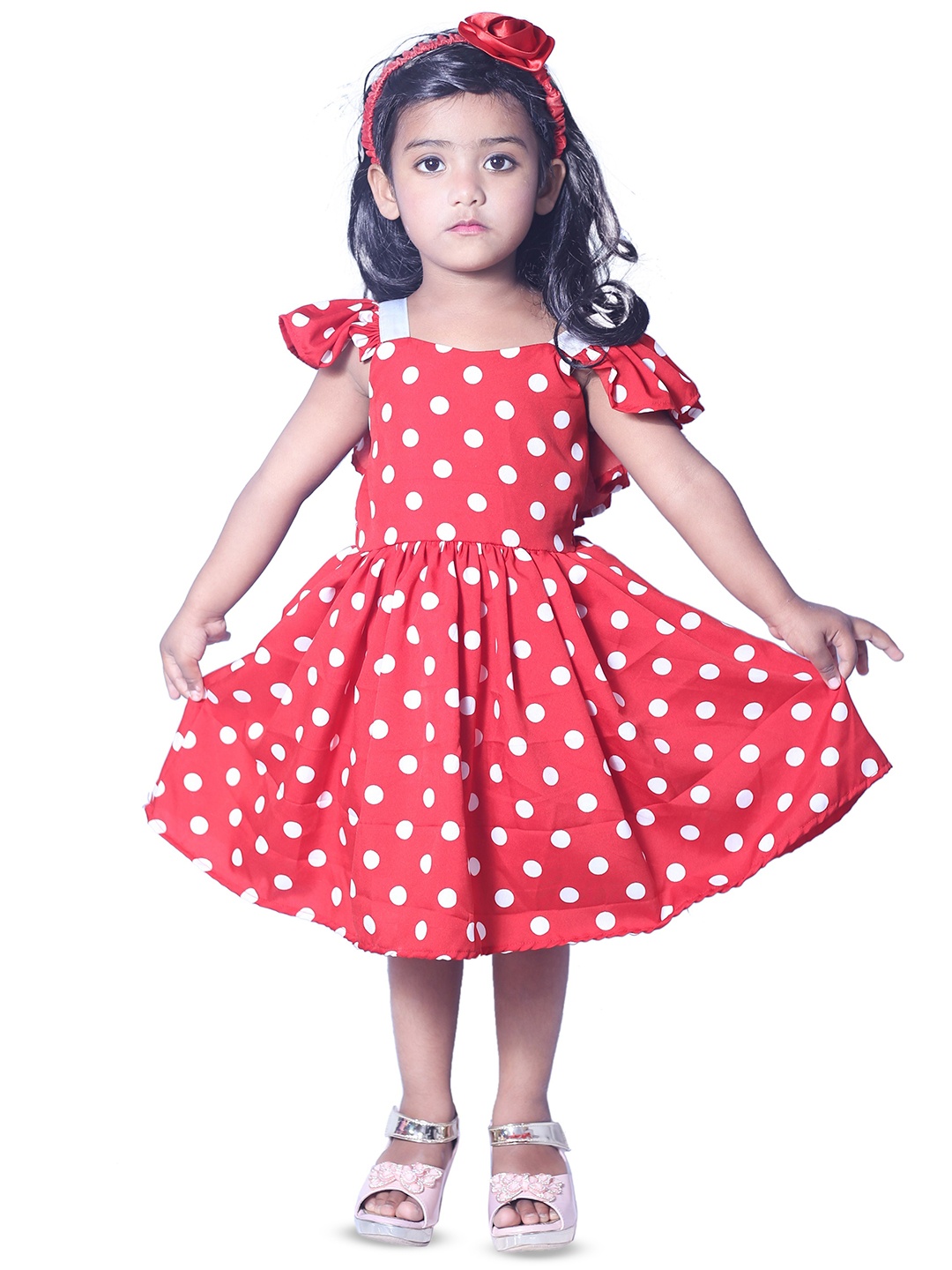 

Wow Princess Girl Polka Dot Print Bow Fit & Flare Dress, Red