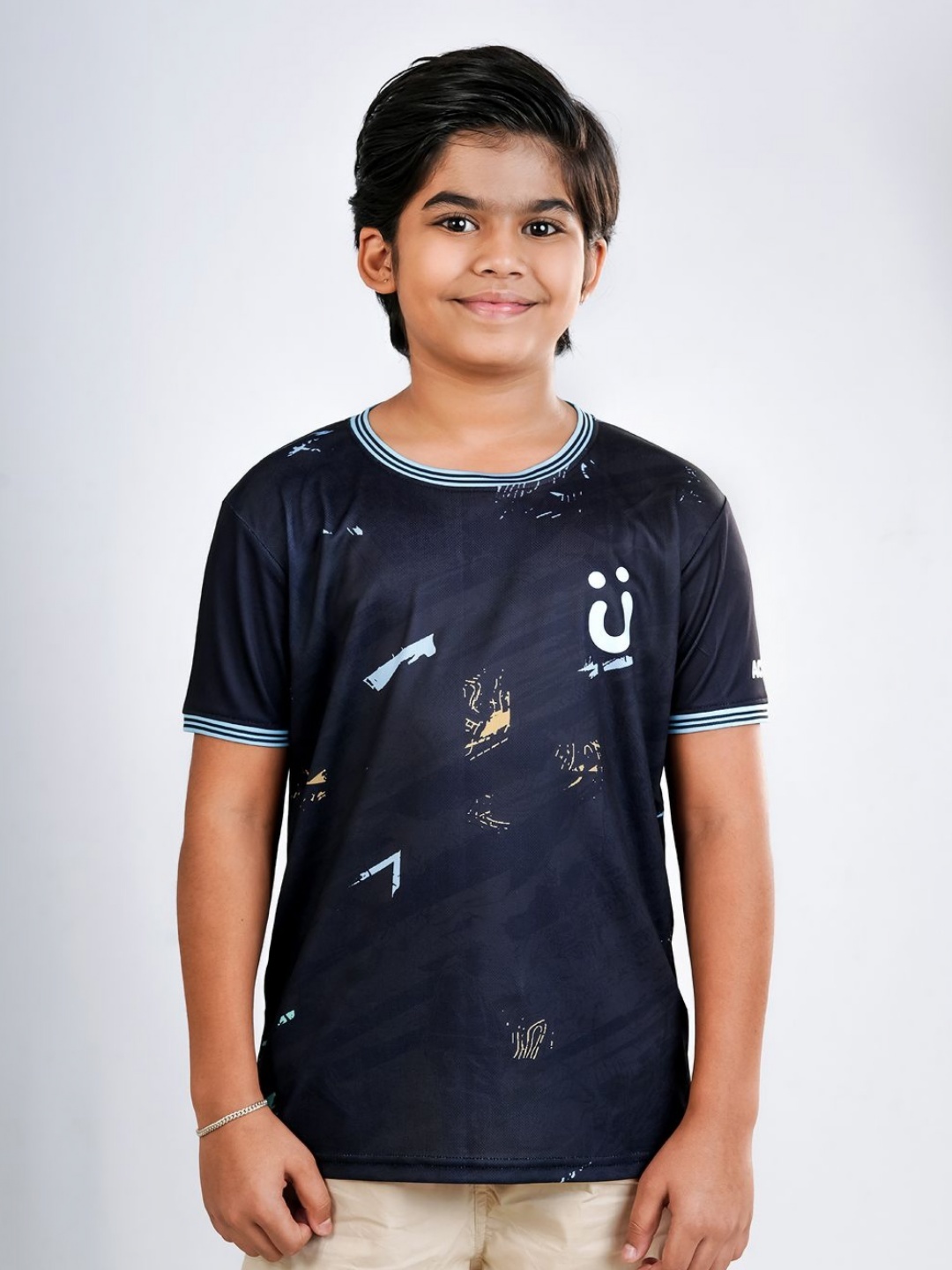 

UMILDO Kids Sports Printed Dri-FIT T-shirt, Black