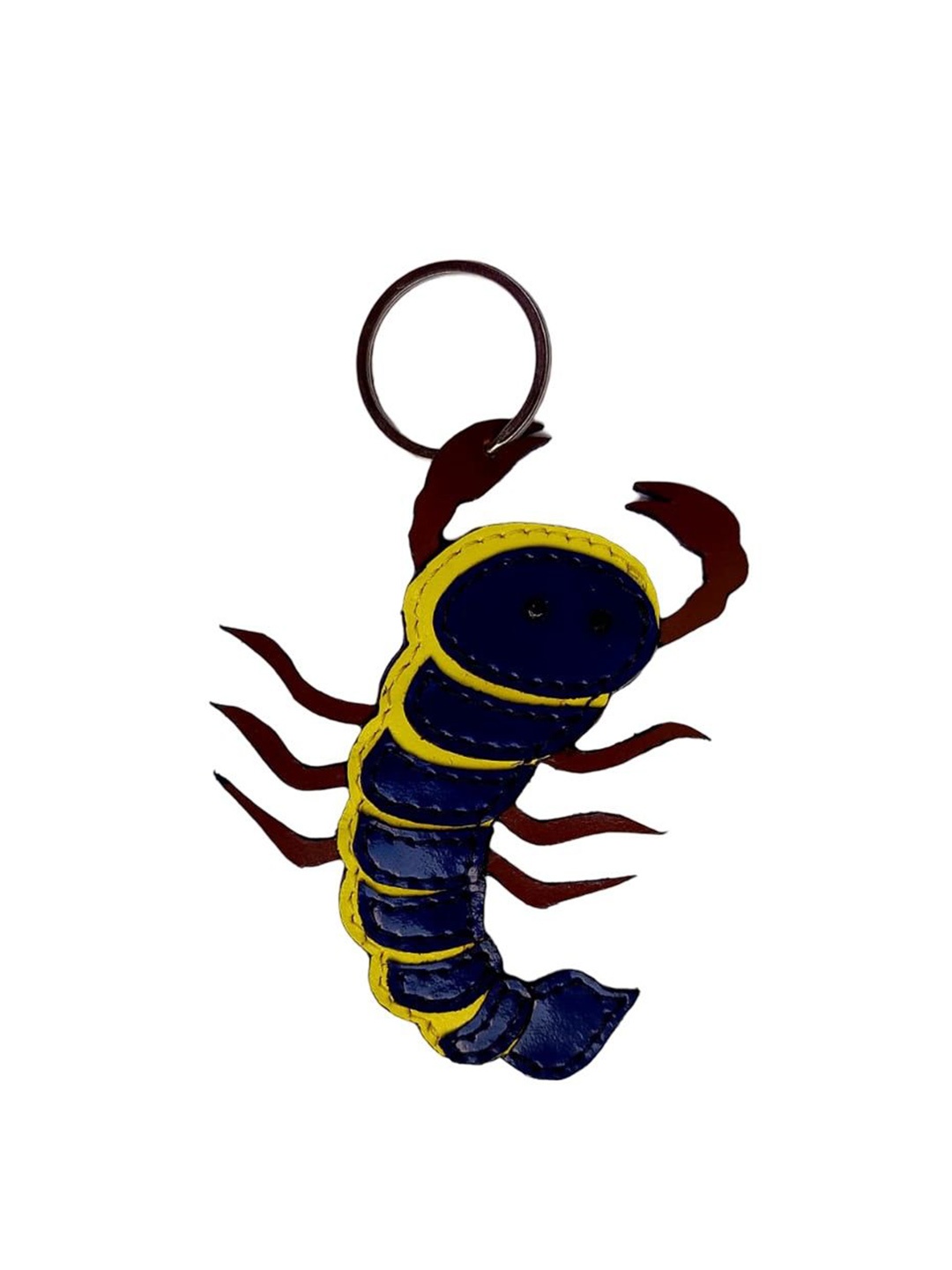 

PERKED Scorpion Textured Leather Key Chain, Navy blue