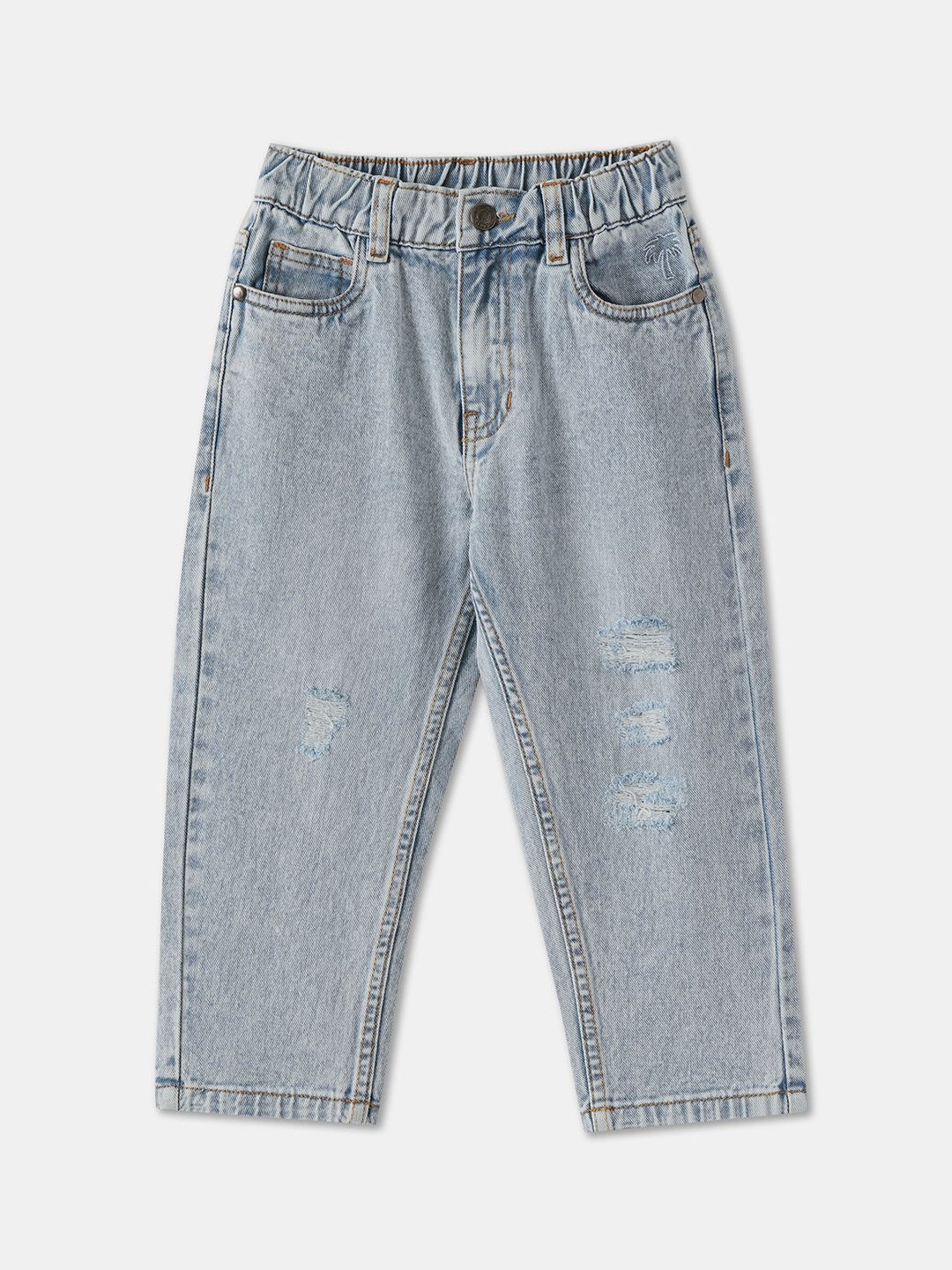 

R&B Boys Relaxed Fit Highly Distressed Heavy Fade Jeans, Blue