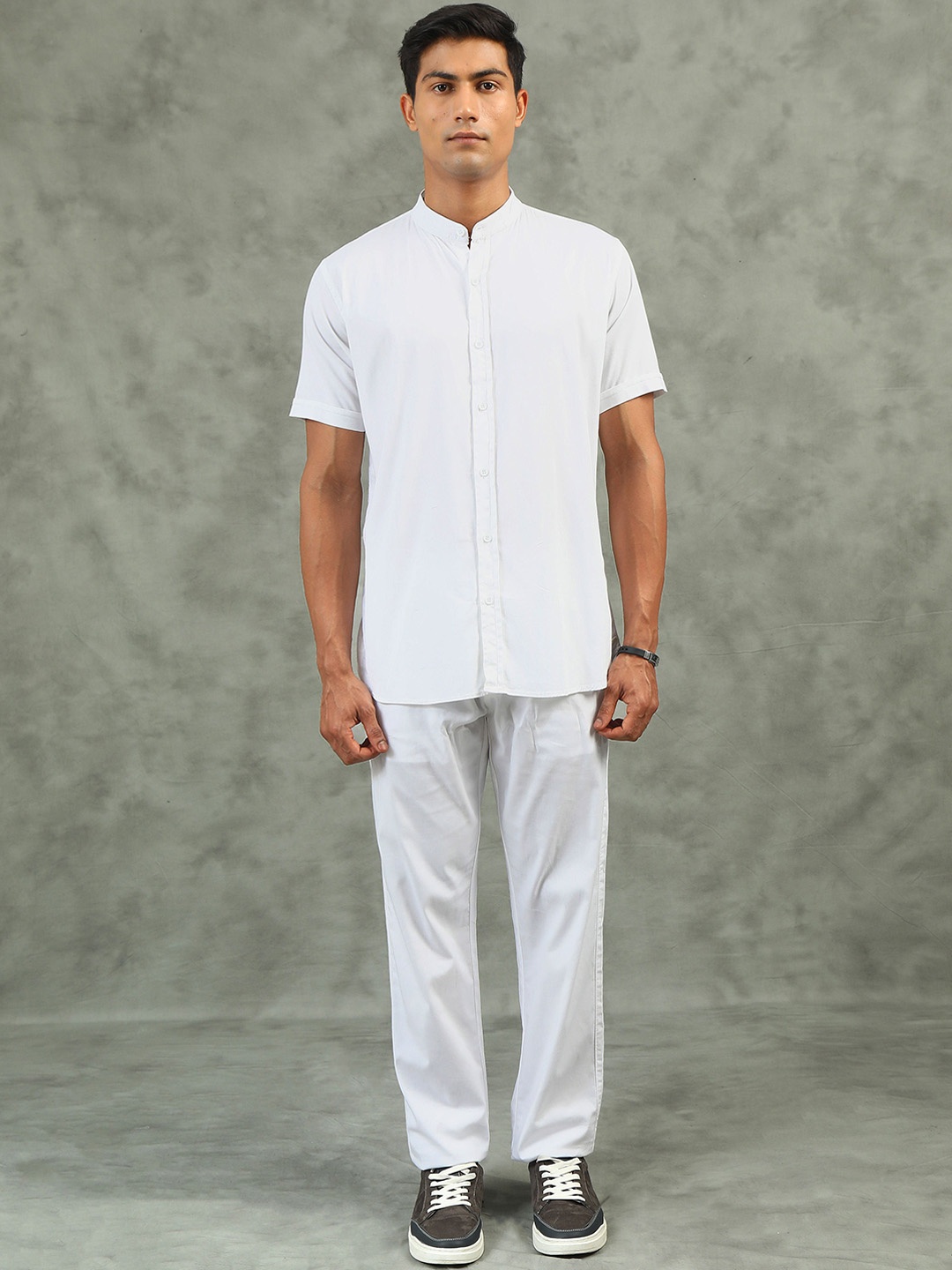 

beevee Band Collar Shirt With Trouser Co-Ords, White