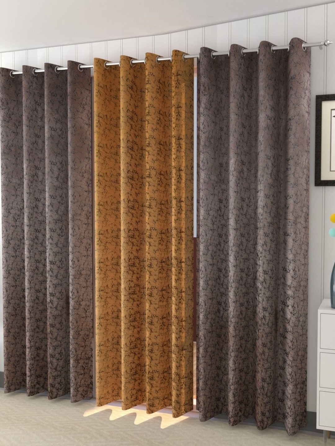 

Galaxy Home Decor Multicoloured Set of 3 Room Darkening Door Curtain, Multi
