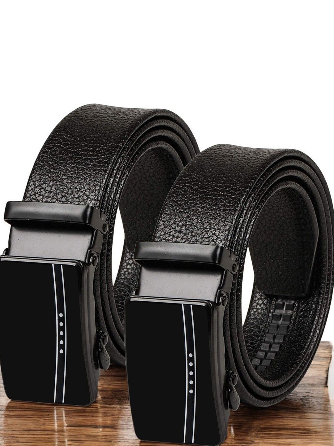 

The Roadster Lifestyle Co. Men Set Of 2 Textured Formal Belts, Black