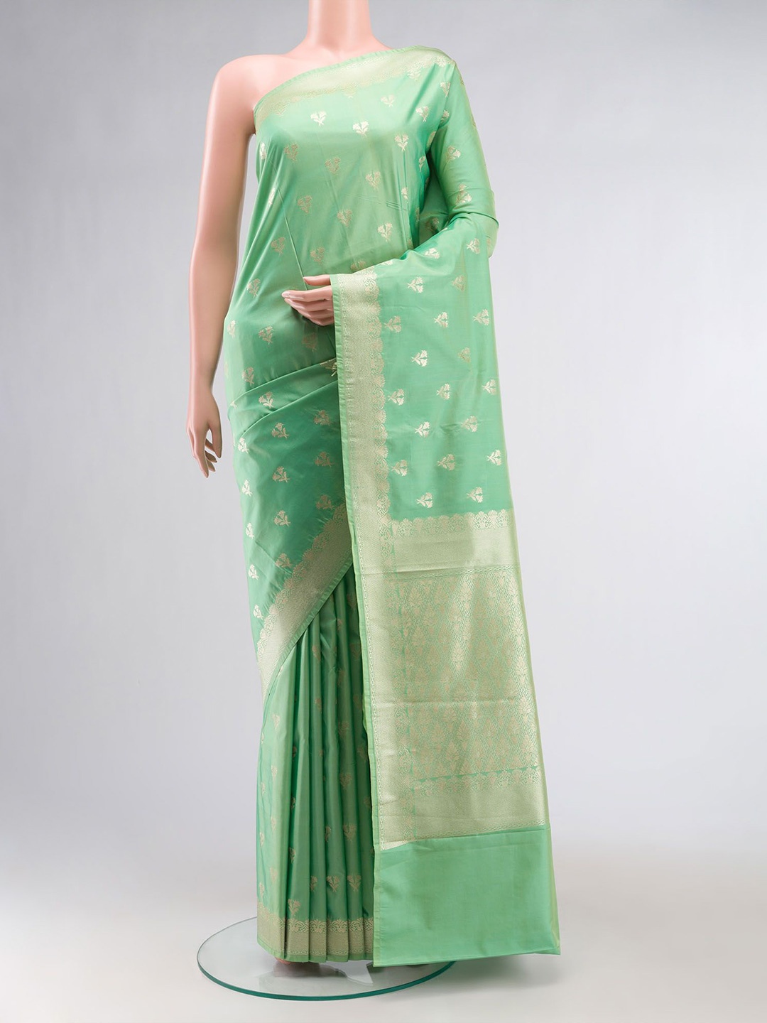 

Nalli Floral printed Woven Design Banarasi saree, Green