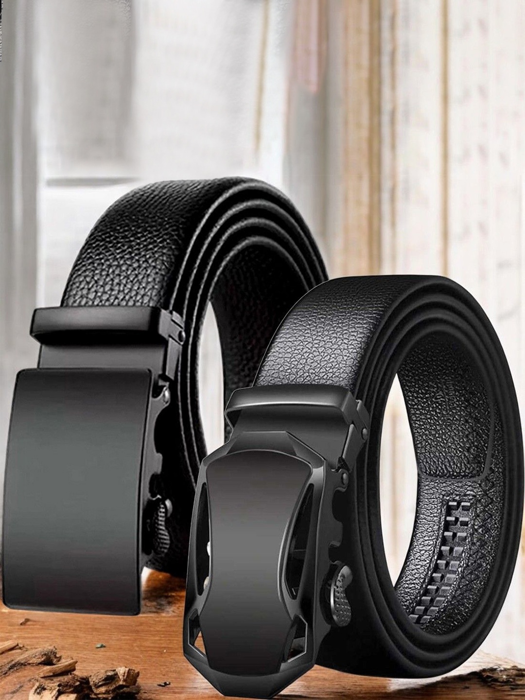 

The Roadster Lifestyle Co Set Of 2 Textured Formal Belts, Black