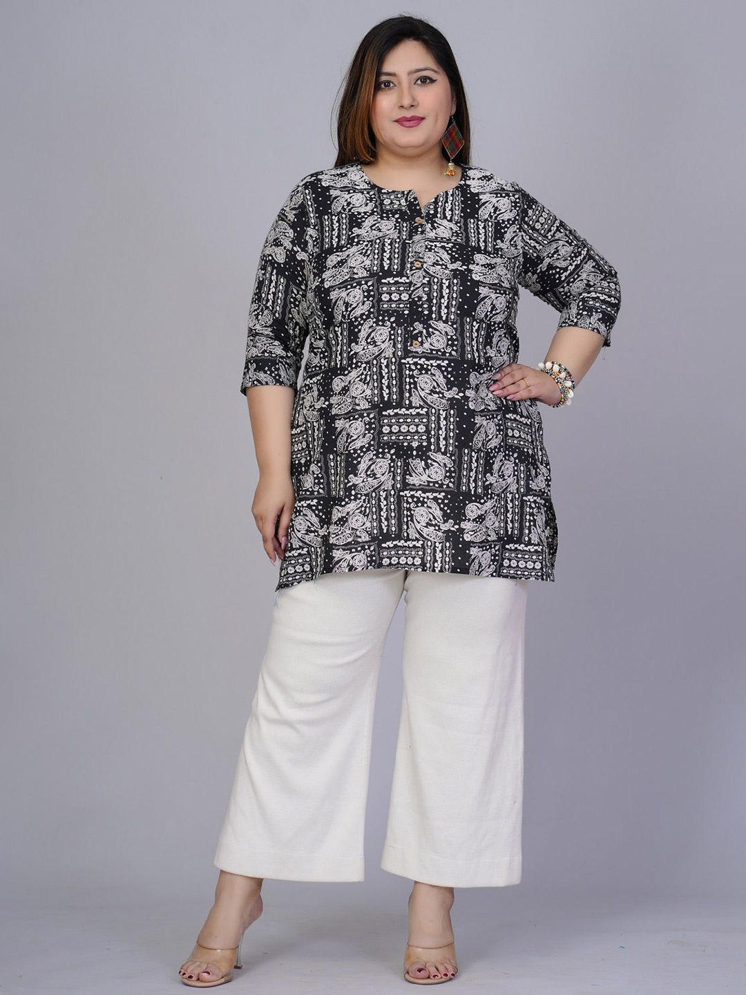 

Gs Fashions Ethnic Motifs Printed Pure Cotton Kurti, Black