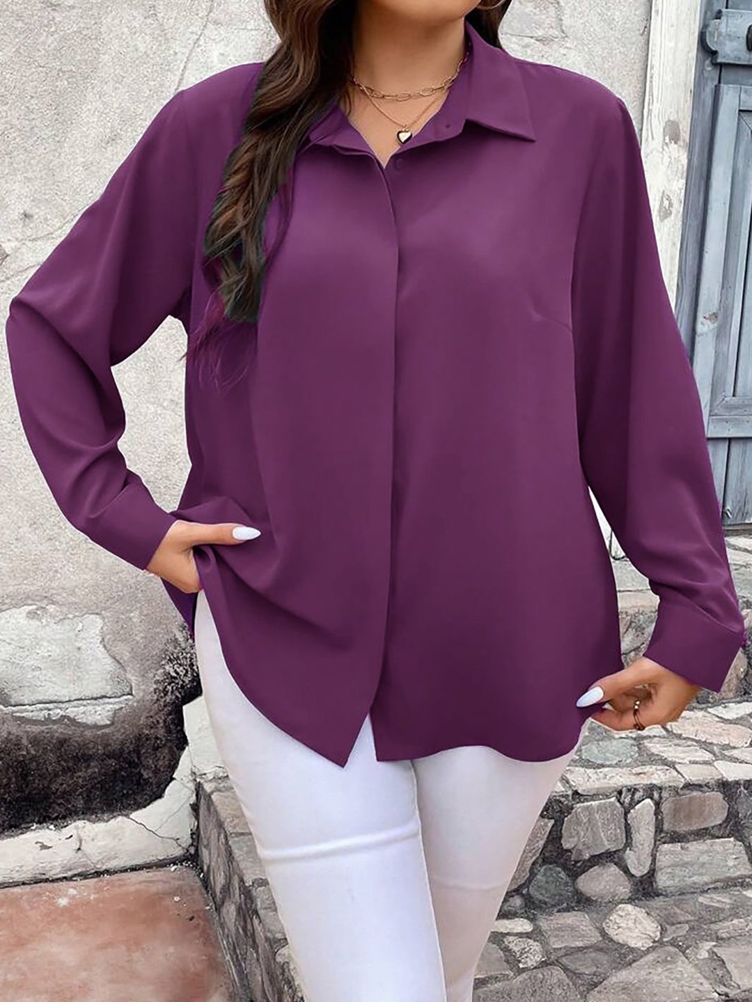 

Metronaut Women Opaque Casual Shirt, Maroon
