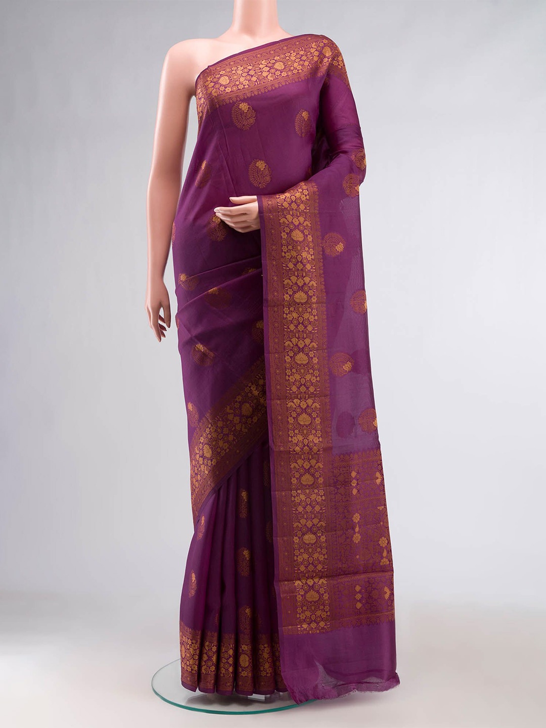 

Nalli Floral Pure Silk Saree, Purple