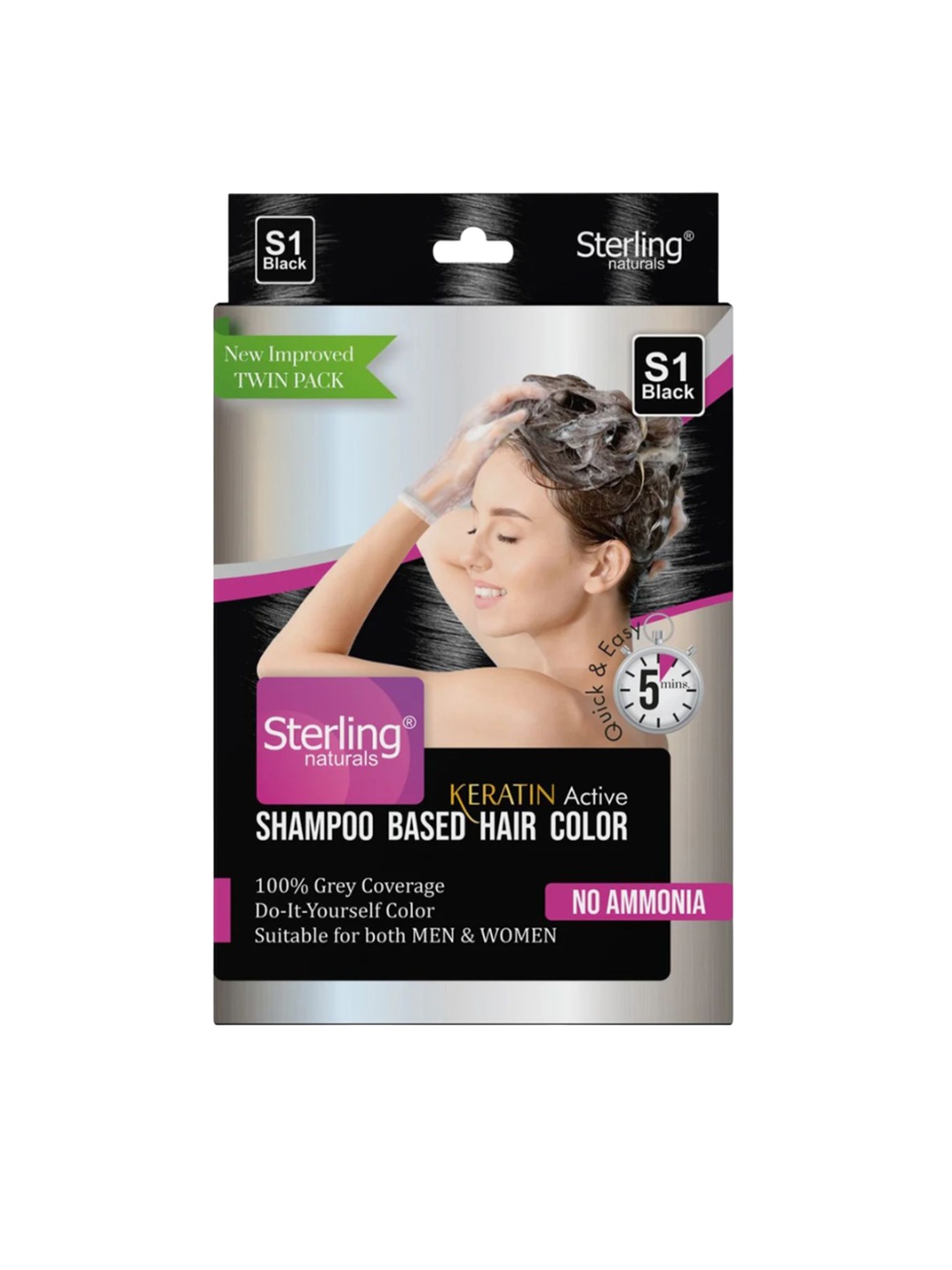 

Sterling Naturals Shampoo Based Hair Color- 50 ml- Black