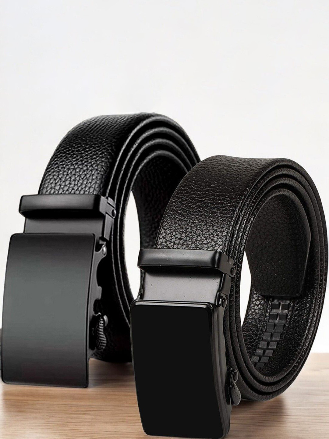 

The Roadster Lifestyle Co. Men Set Of 2 Textured Formal Belts, Black