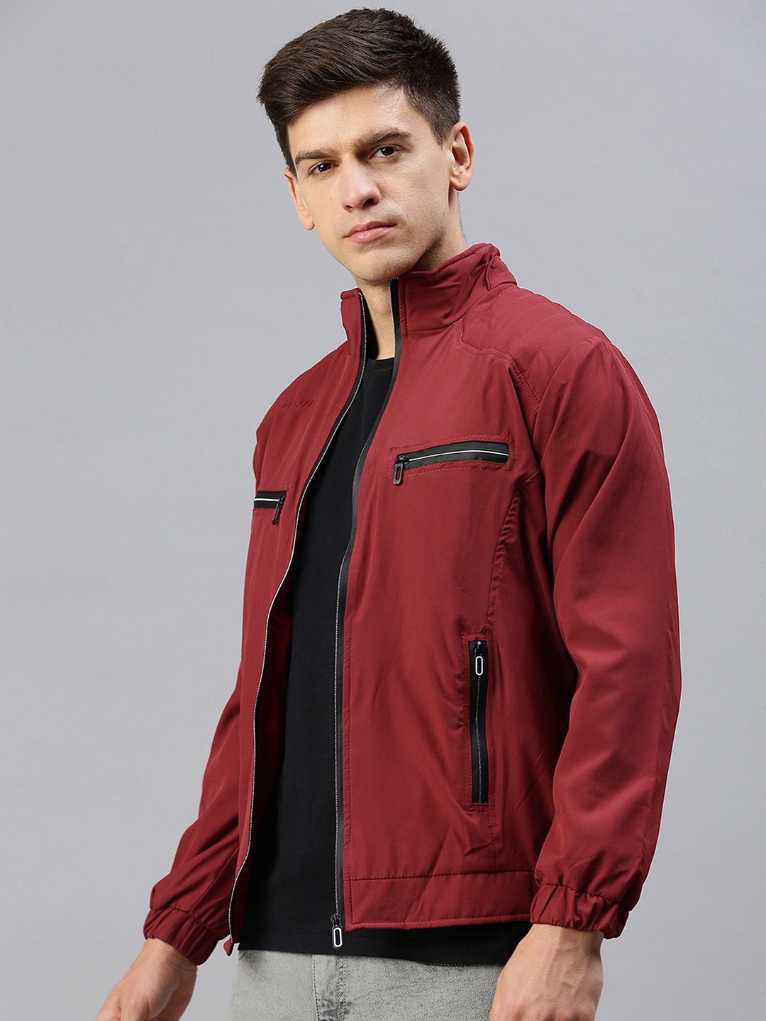 

Kaali Peeli Men Polyester Windcheater Outdoor Tailored Jacket, Maroon