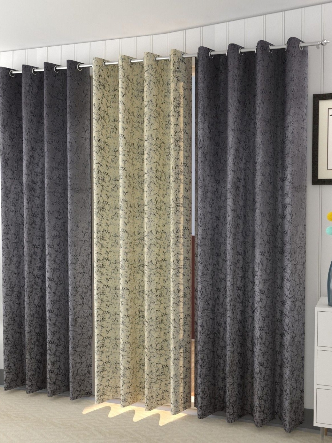 

Galaxy Home Decor Multicoloured Set of 3 Room Darkening Door Curtain, Multi